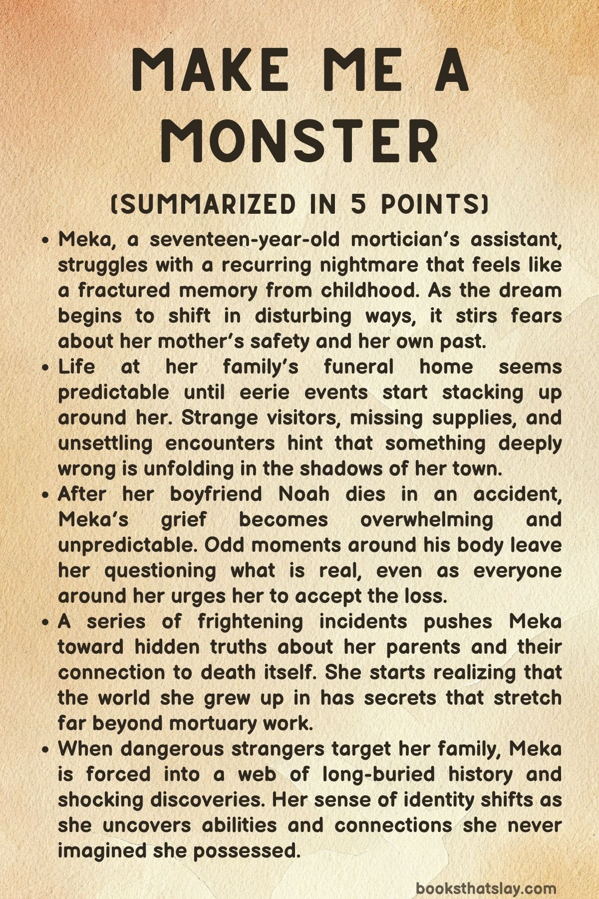 Make Me a Monster Summary, Characters and Themes