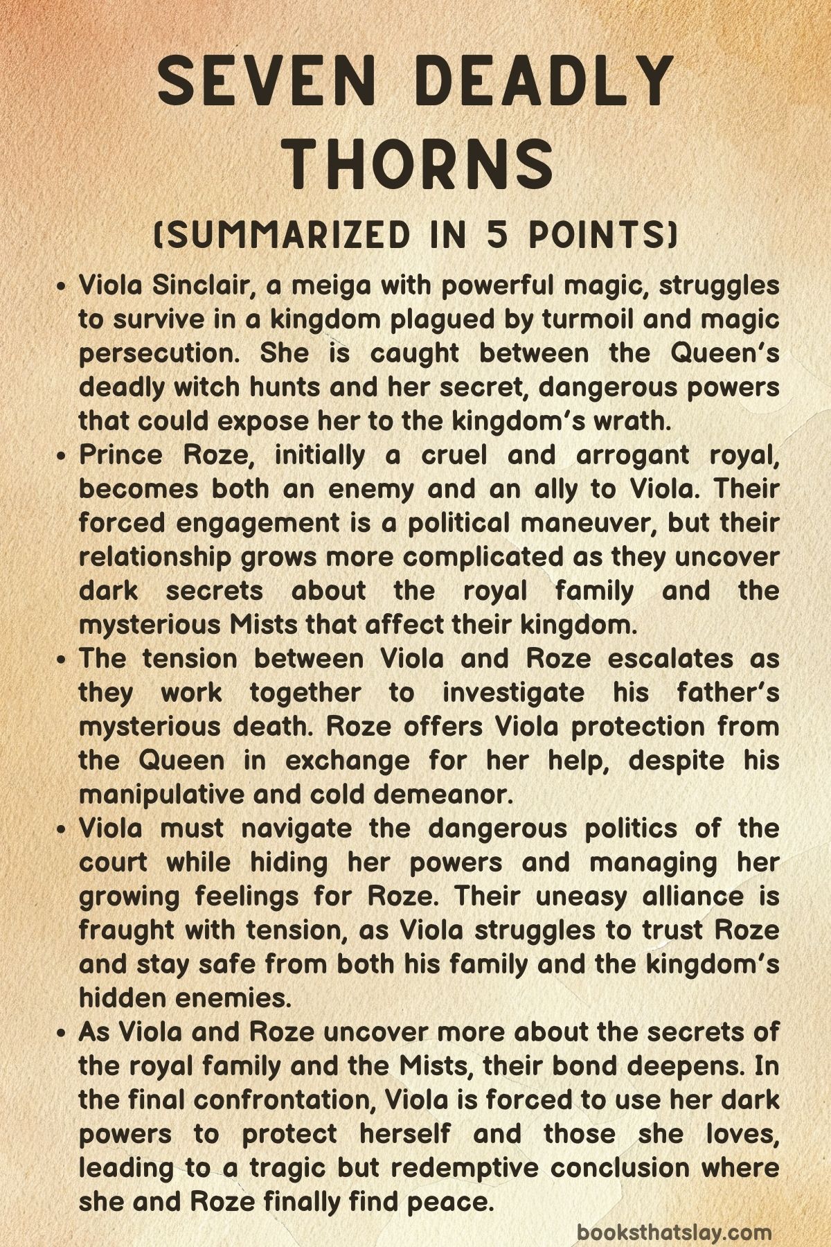 Seven Deadly Thorns Summary, Characters and Themes