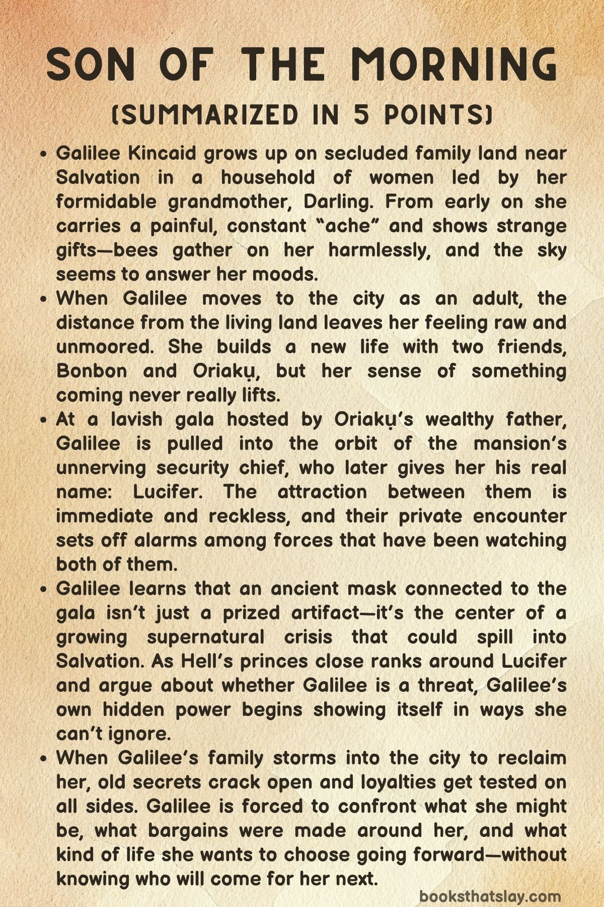 Son of the Morning Summary, Characters and Themes