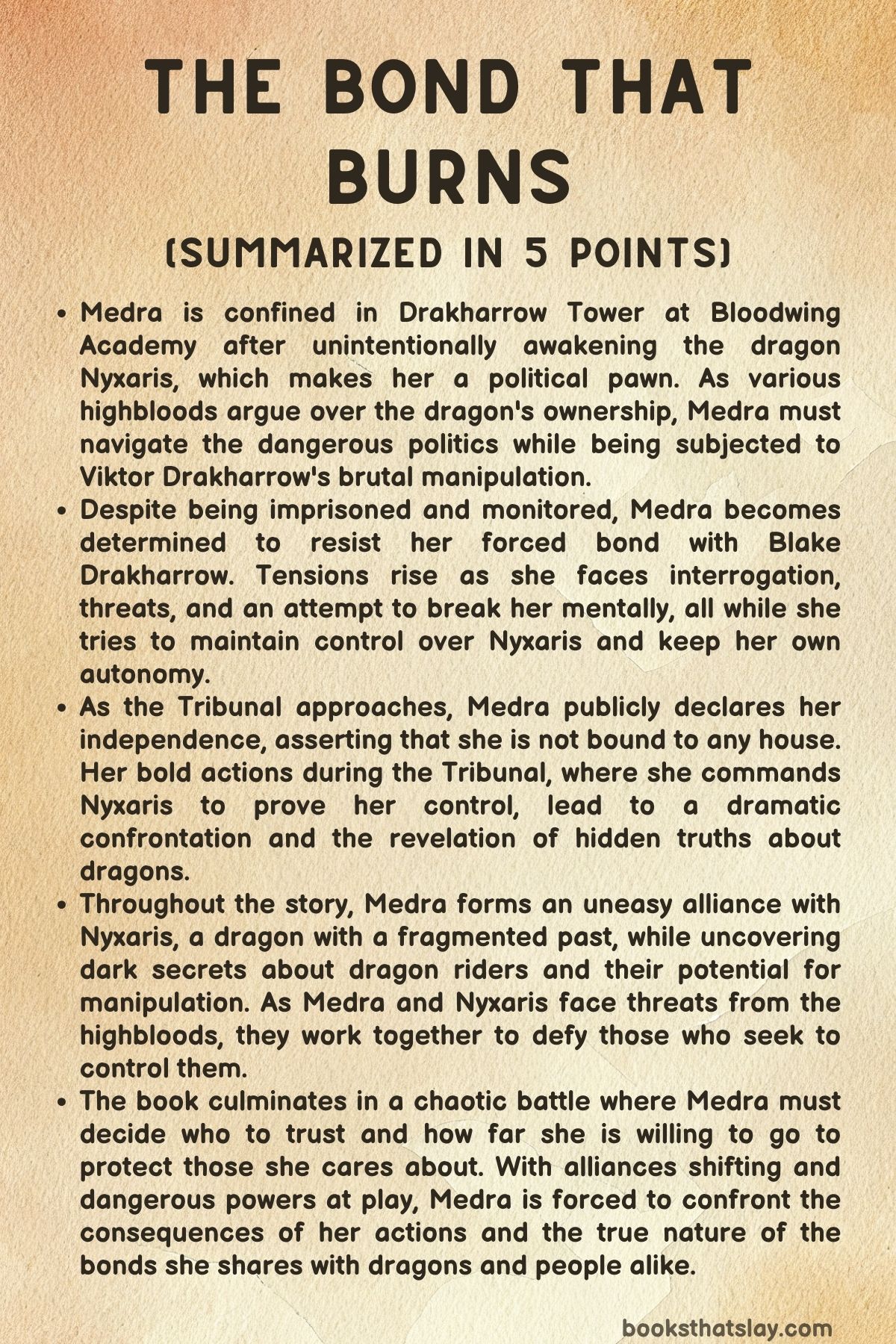 The Bond that Burns Summary, Characters and Themes