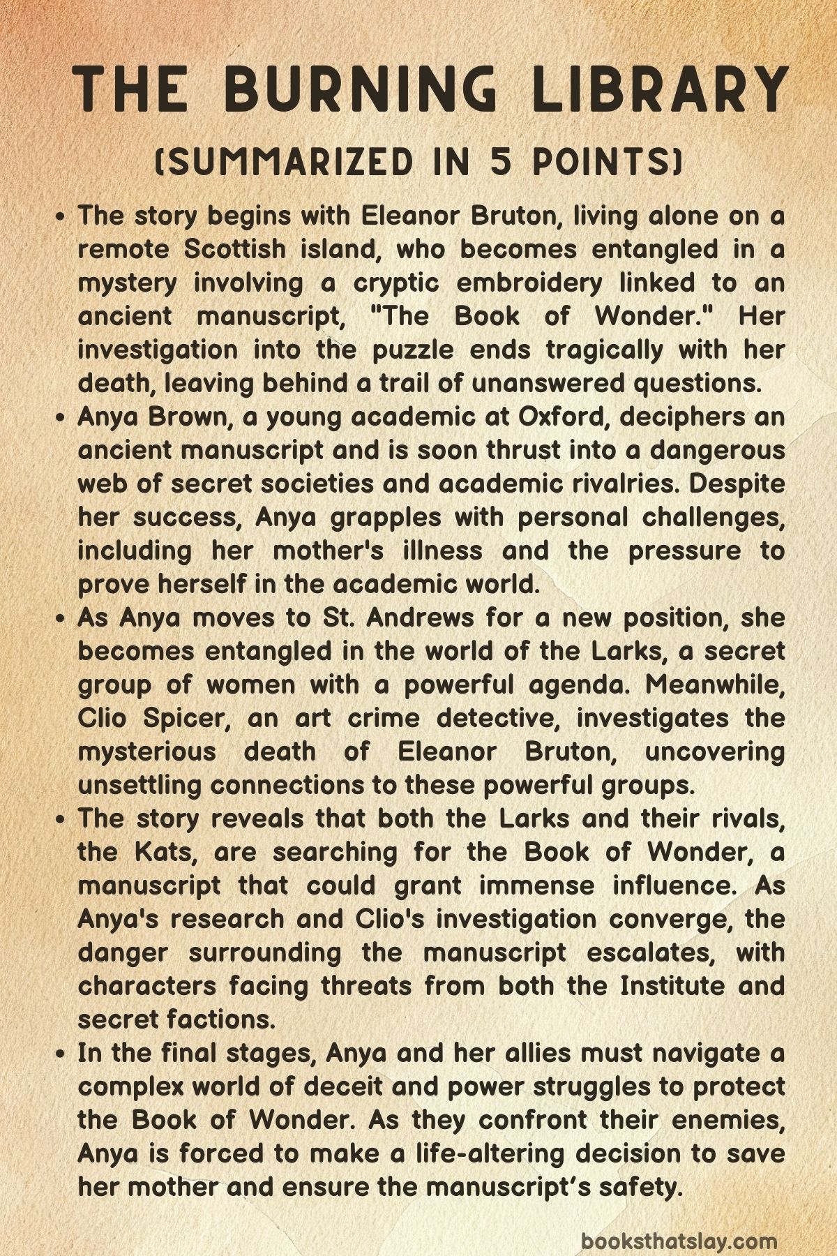 The Burning Library Summary, Characters and Themes