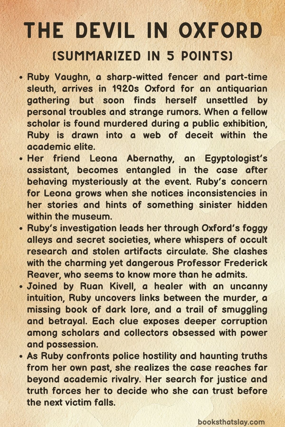 The Devil in Oxford Summary, Characters and Themes