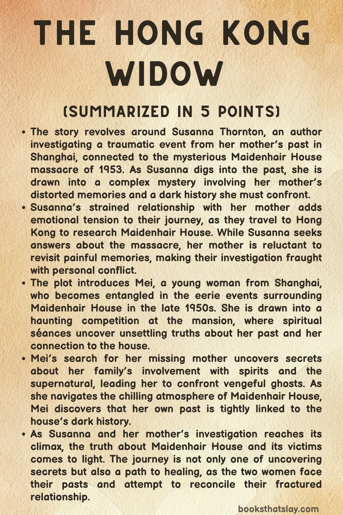 The Hong Kong Widow Summary, Characters and Themes