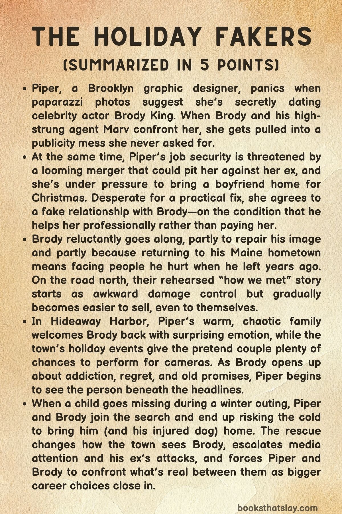 The Holiday Fakers Summary, Characters and Themes