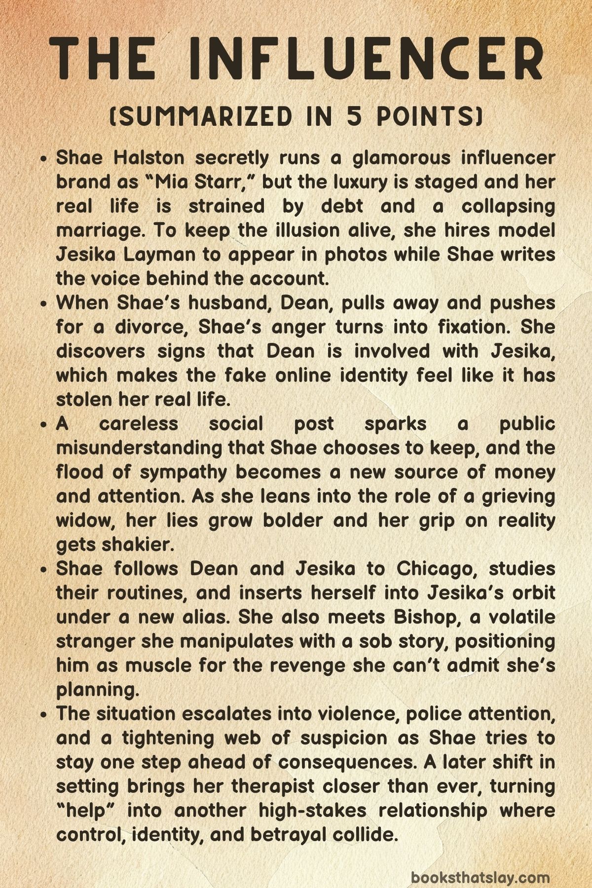 The Influencer Summary, Characters and Themes