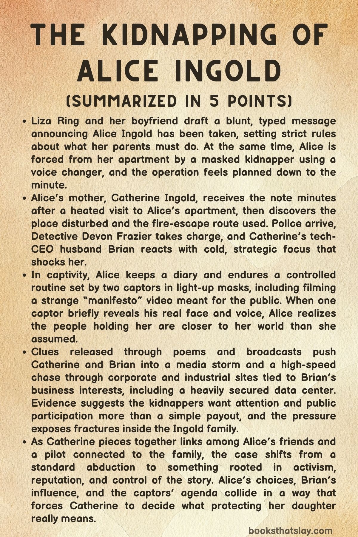 The Kidnapping of Alice Ingold Summary, Characters and Themes