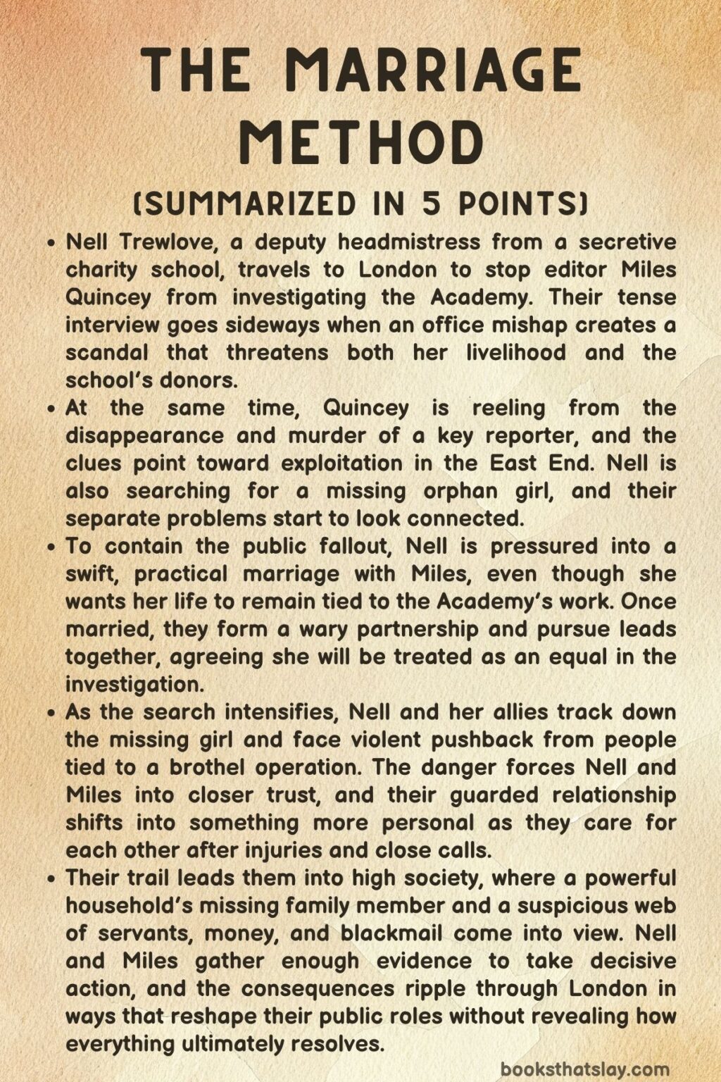 The Marriage Method Summary, Characters and Themes