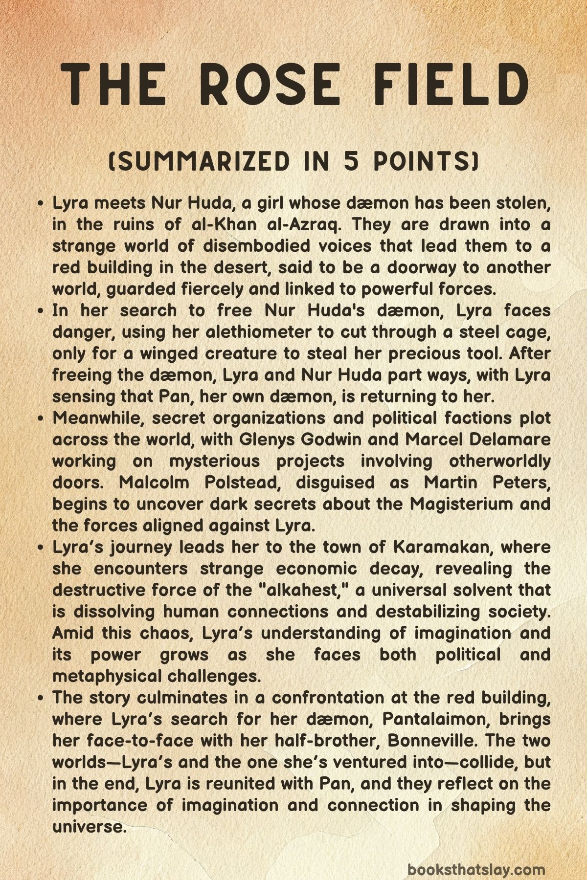 The Rose Field Summary, Characters and Themes