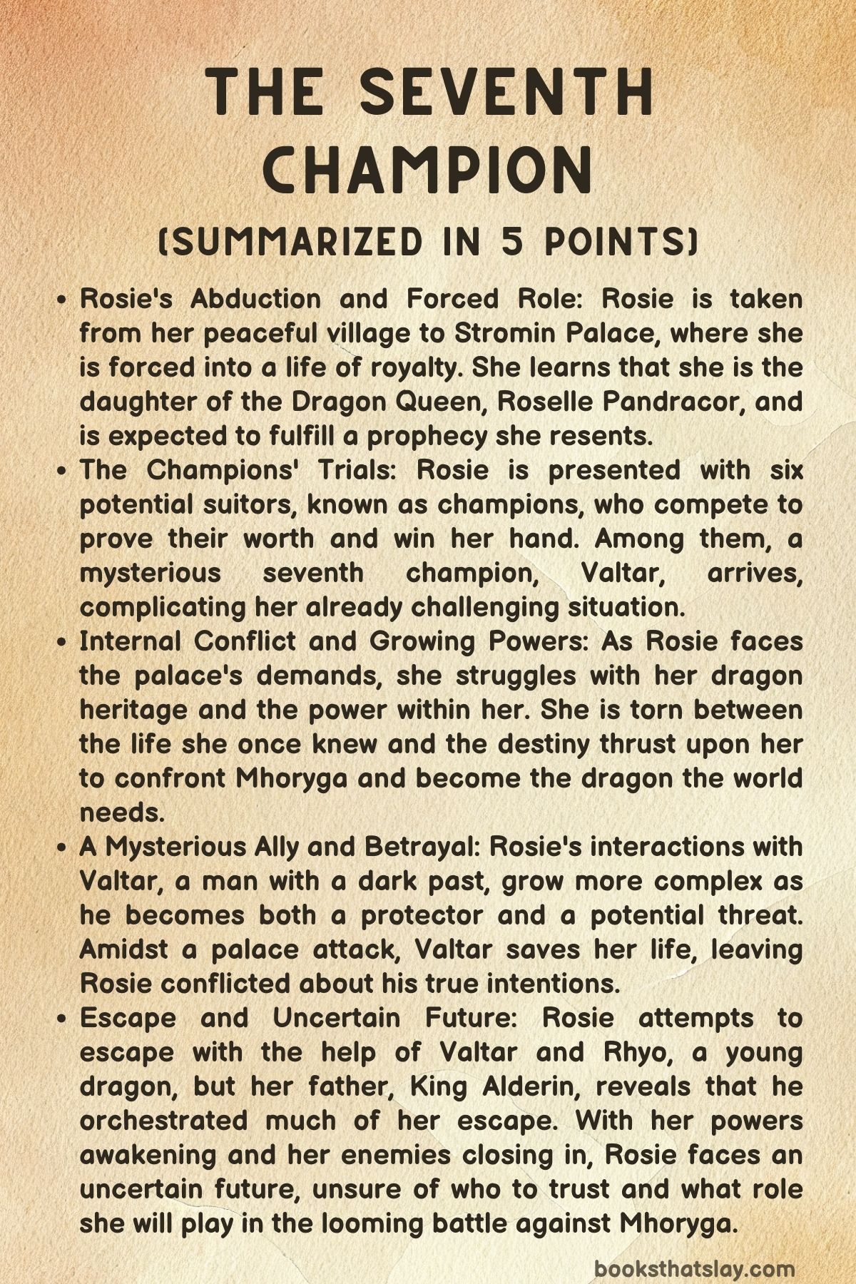 The Seventh Champion Summary, Characters and Themes