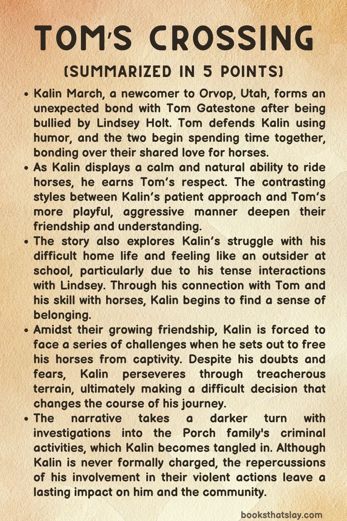Tom's Crossing Summary, Characters and Themes