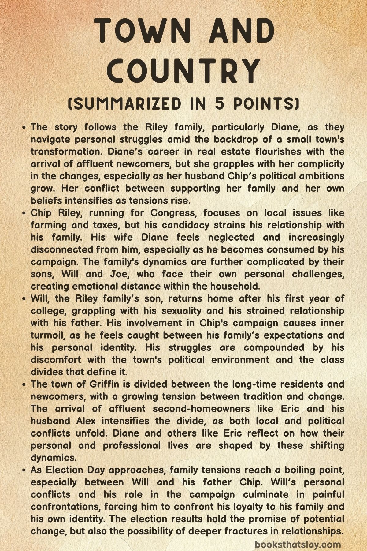 Town and Country Summary, Characters and Themes