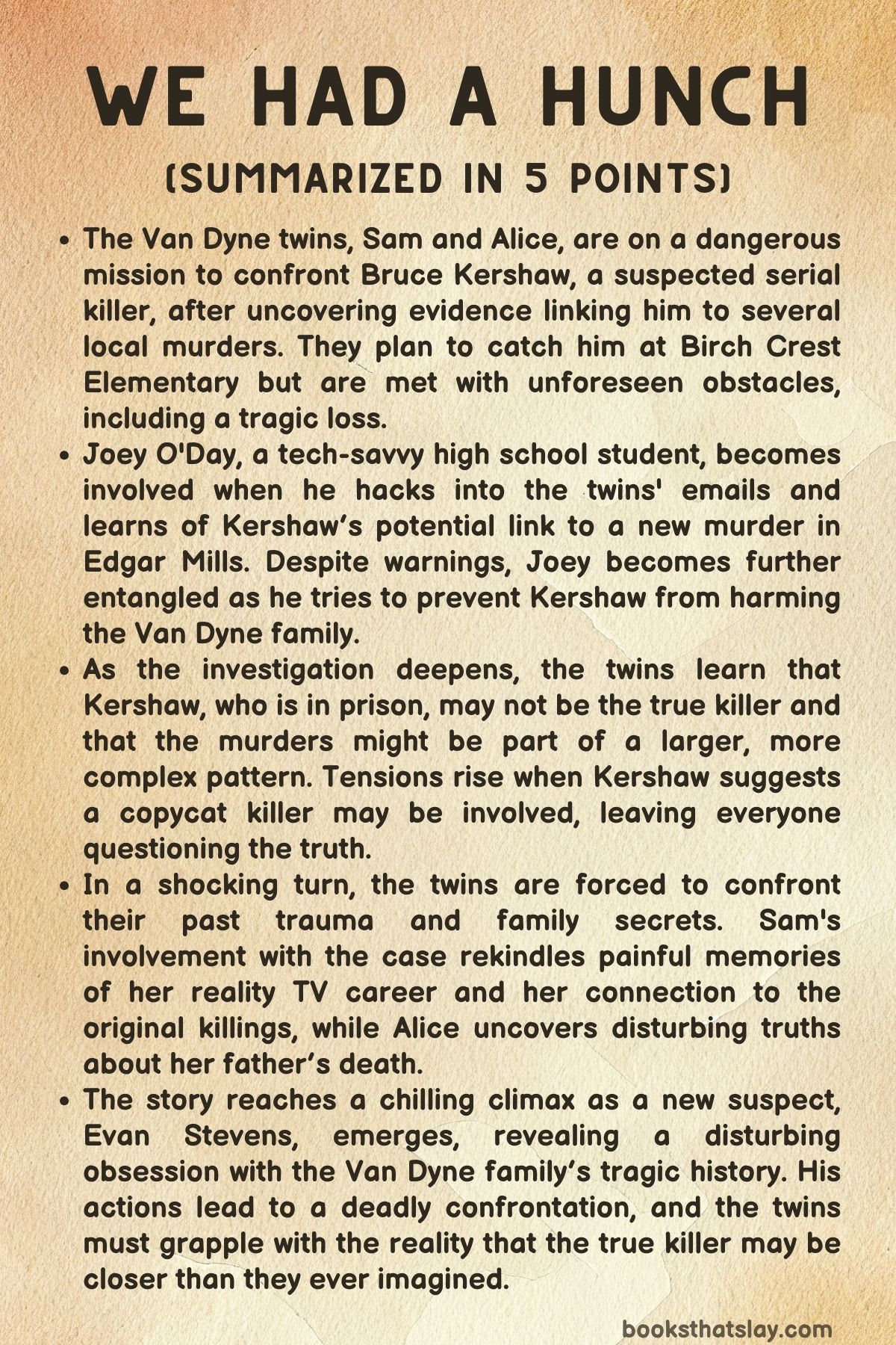 We Had A Hunch Summary, Characters and Themes