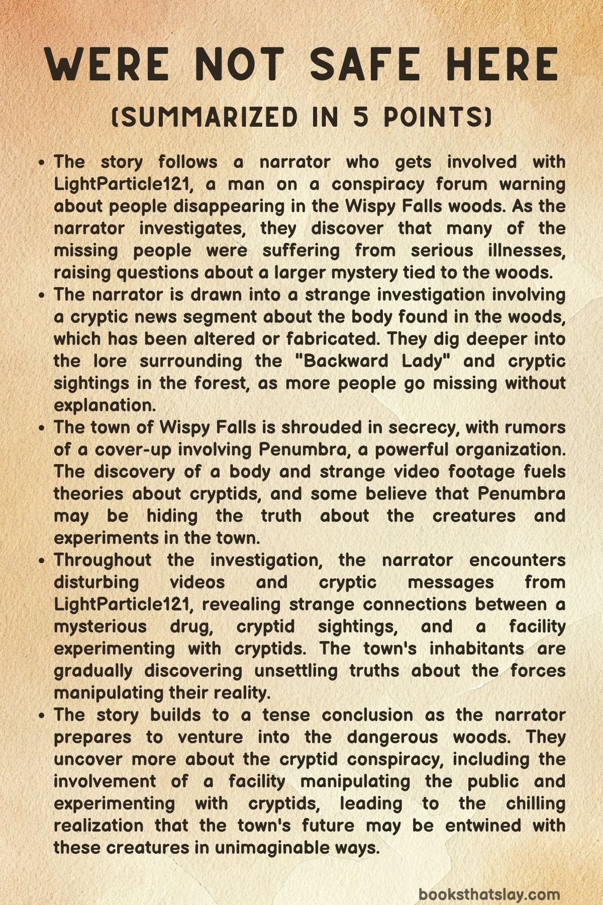 We're Not Safe Here Summary, Characters and Themes