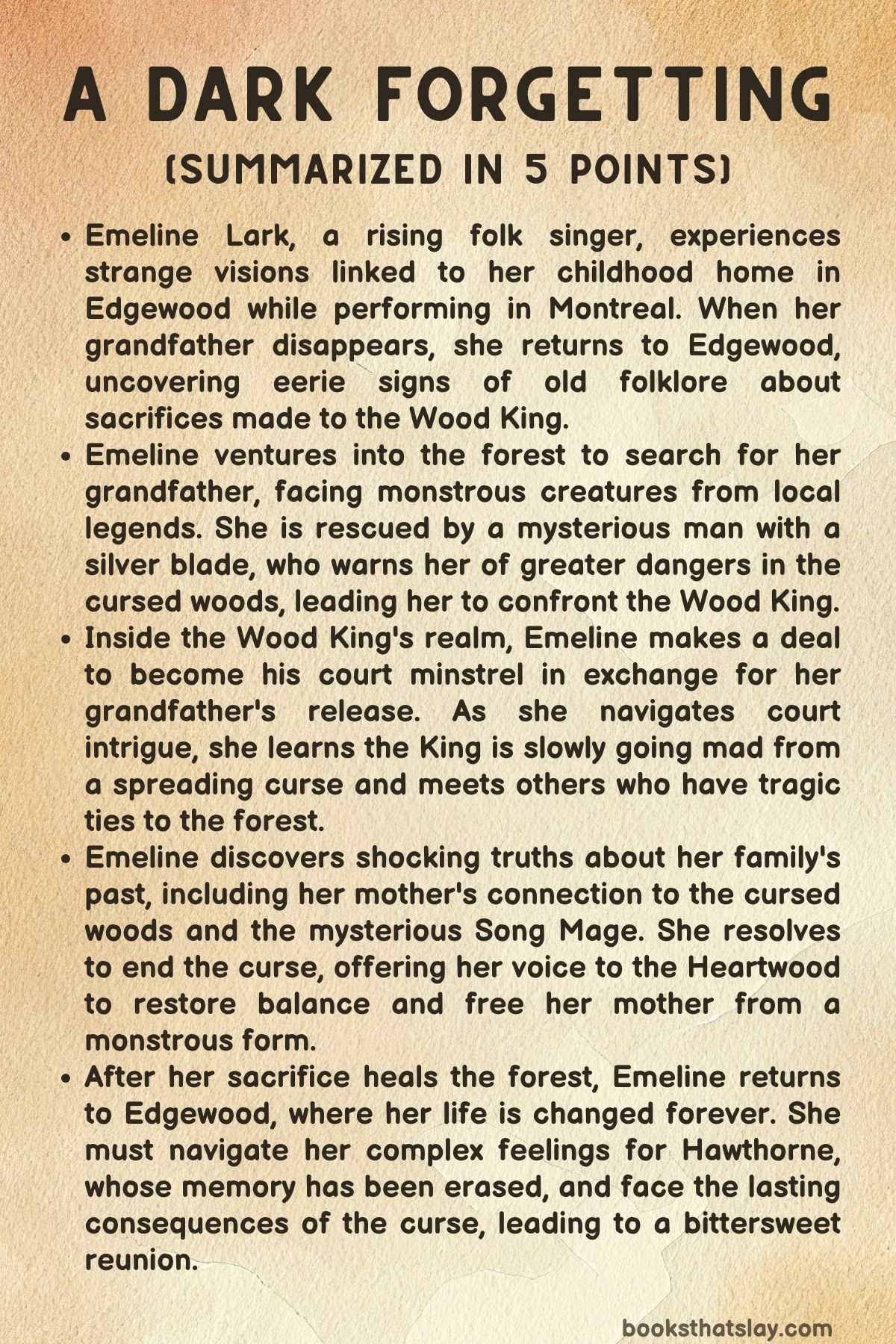 A Dark Forgetting Summary, Characters and Themes