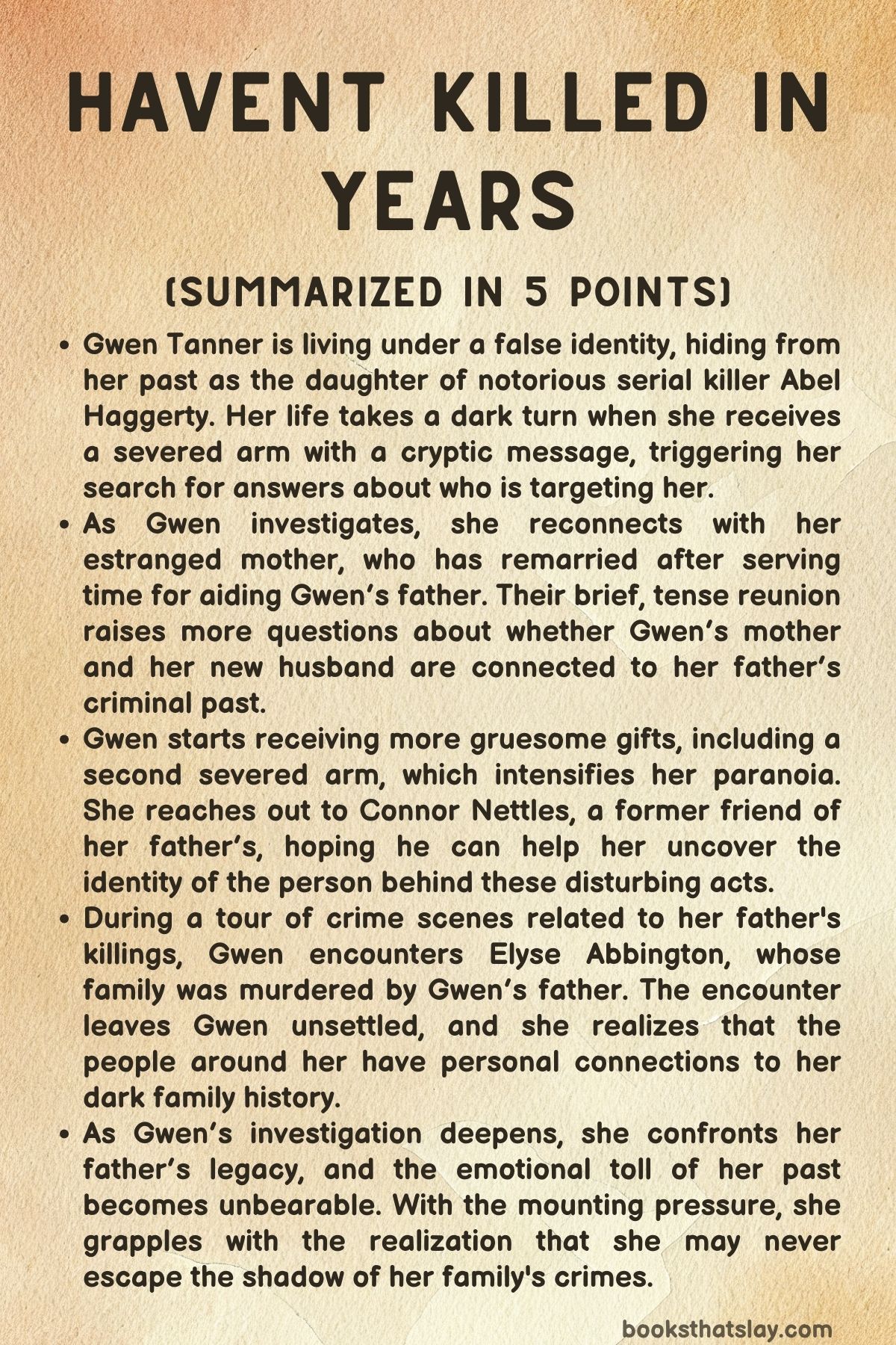 Haven't Killed in Years Summary, Characters and Themes