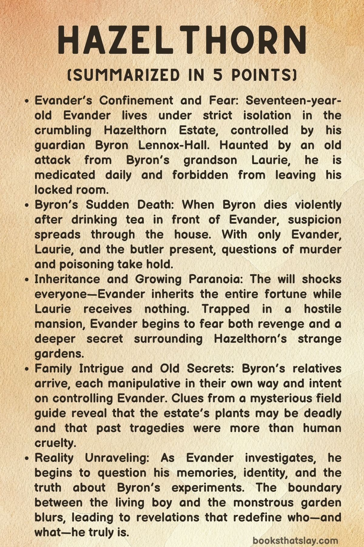 Hazelthorn Summary, Characters and Themes