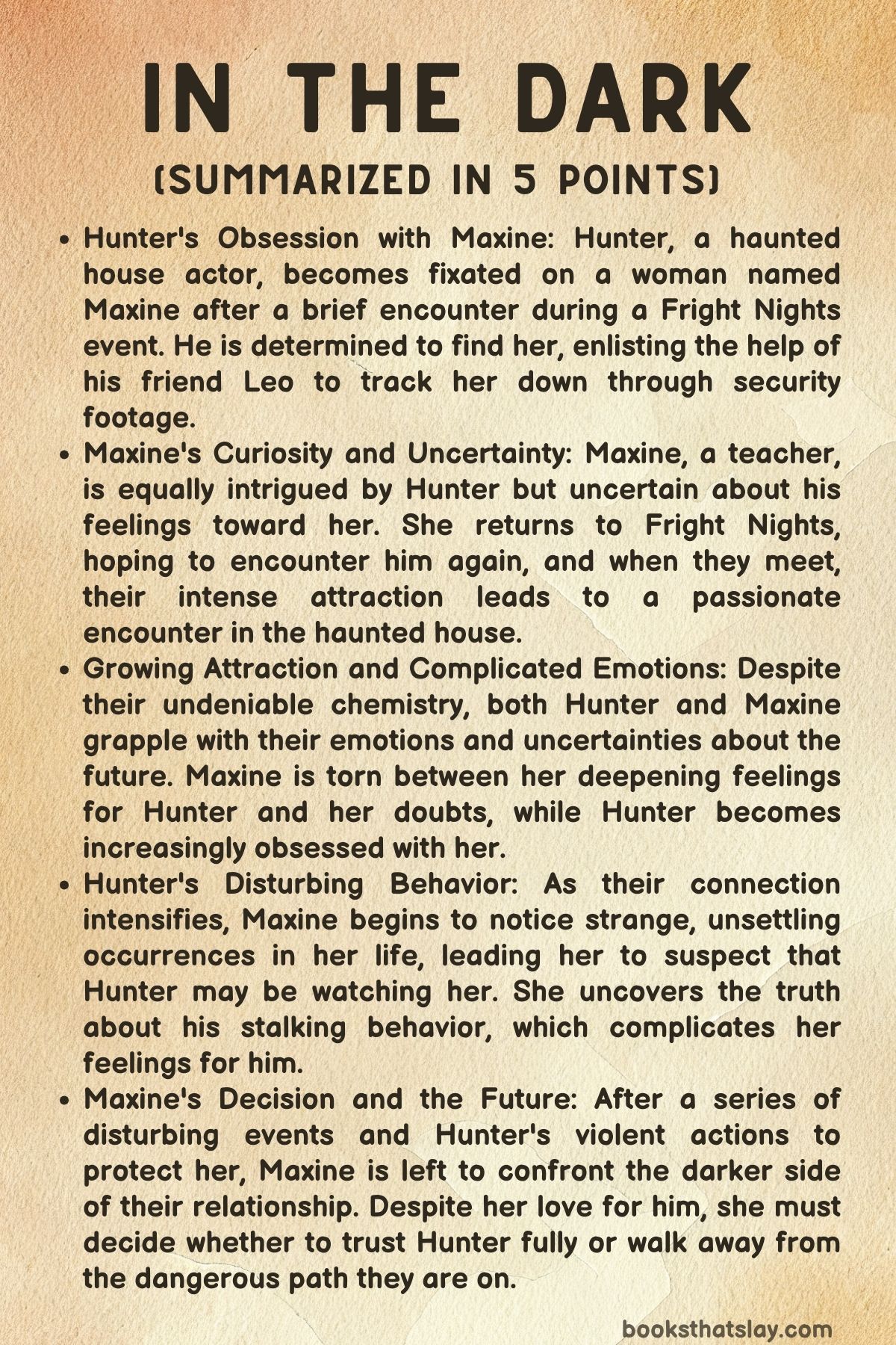 In the Dark Summary, Characters and Themes