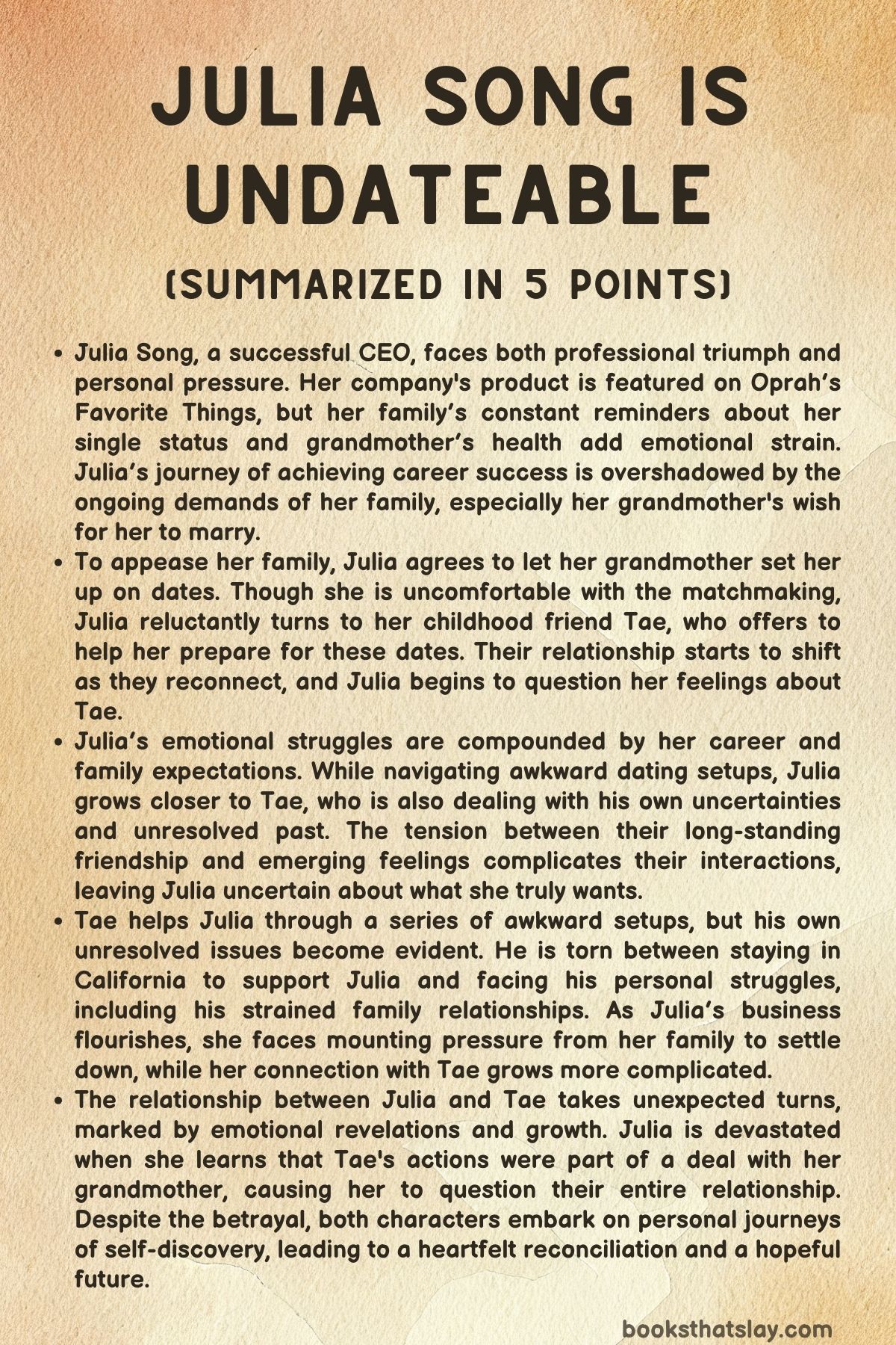 Julia Song is Undateable Summary, Characters and Themes