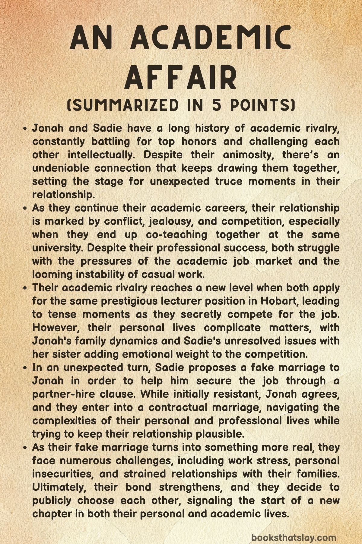 An Academic Affair Summary, Characters and Themes