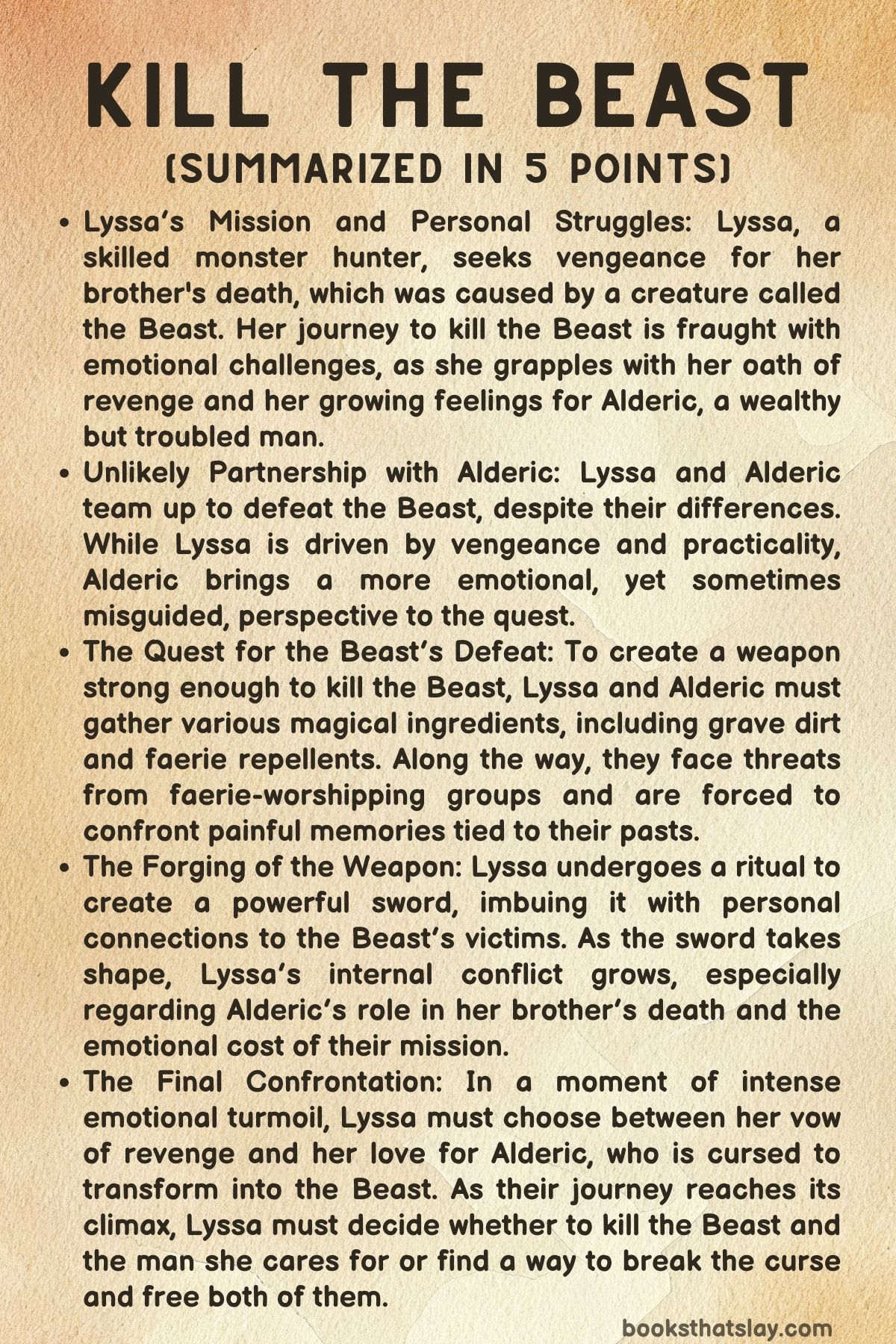 Kill the Beast Summary, Characters and Themes