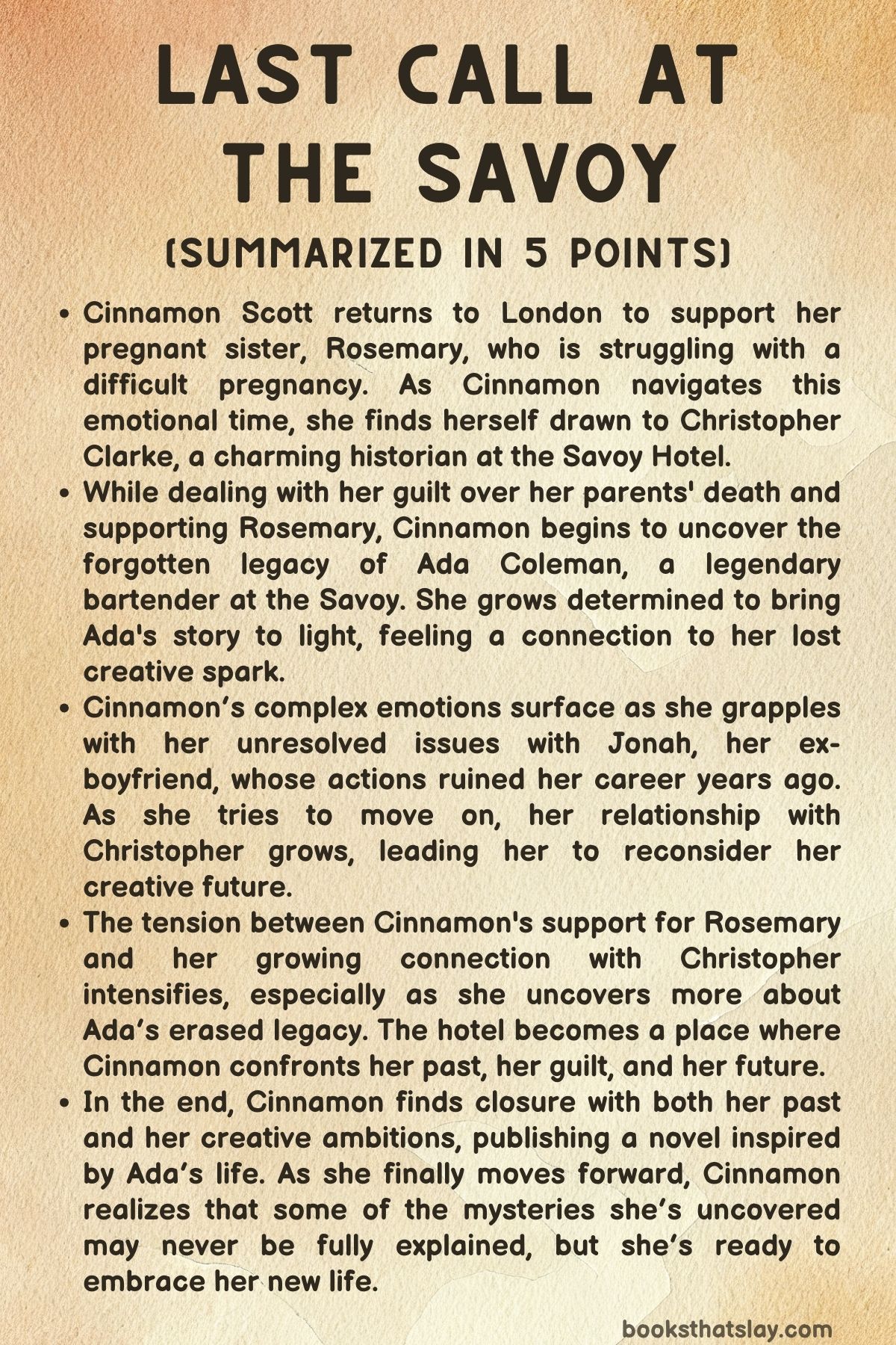 Last Call at the Savoy Summary, Characters and Themes