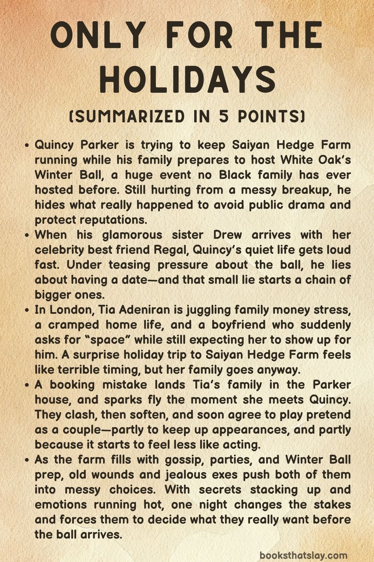 Only for the Holidays Summary, Characters and Themes