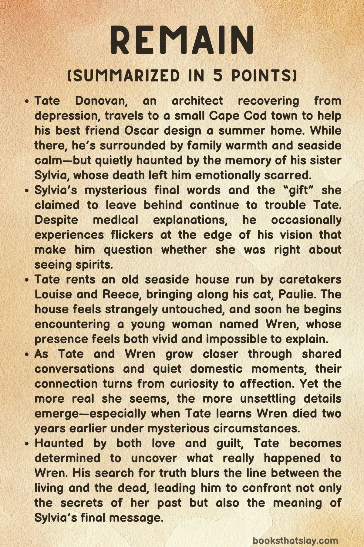 Remain by Nicholas Sparks Summary, Characters and Themes