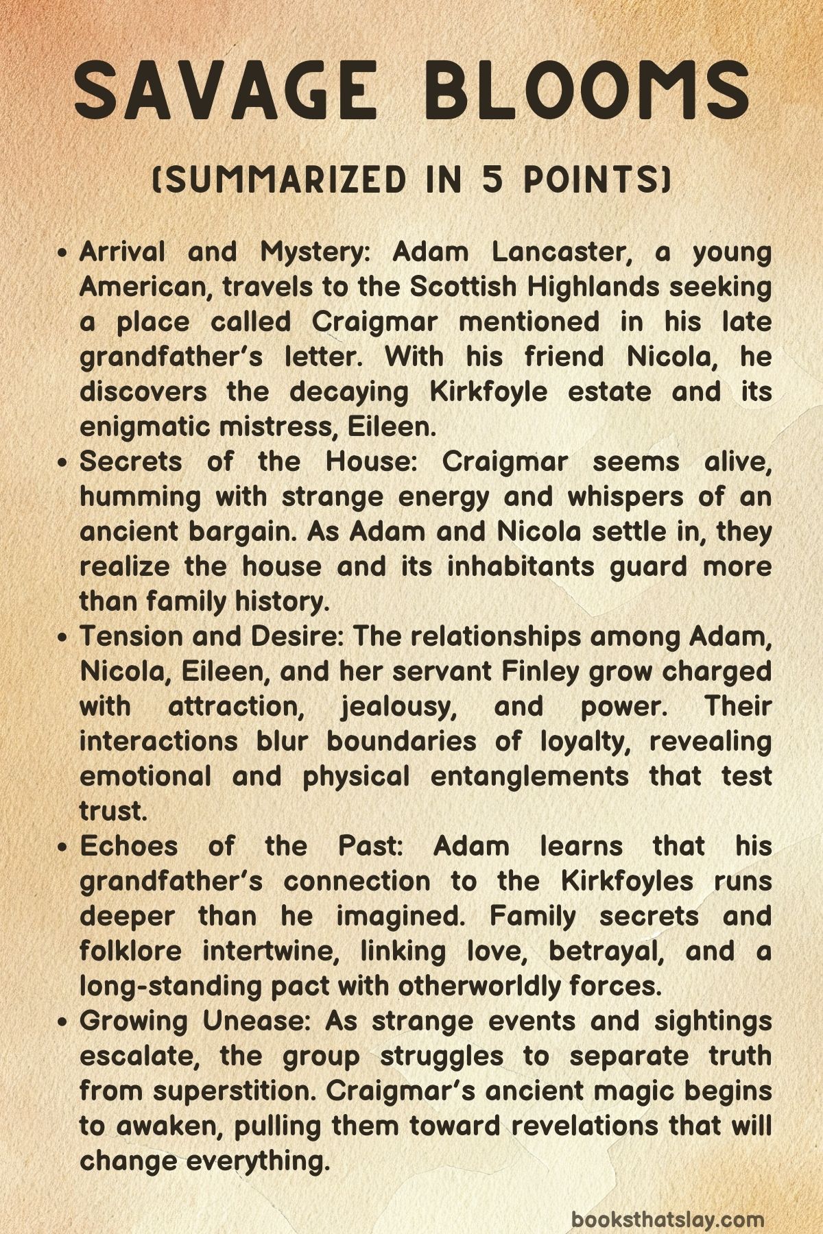 Savage Blooms Summary, Characters and Themes