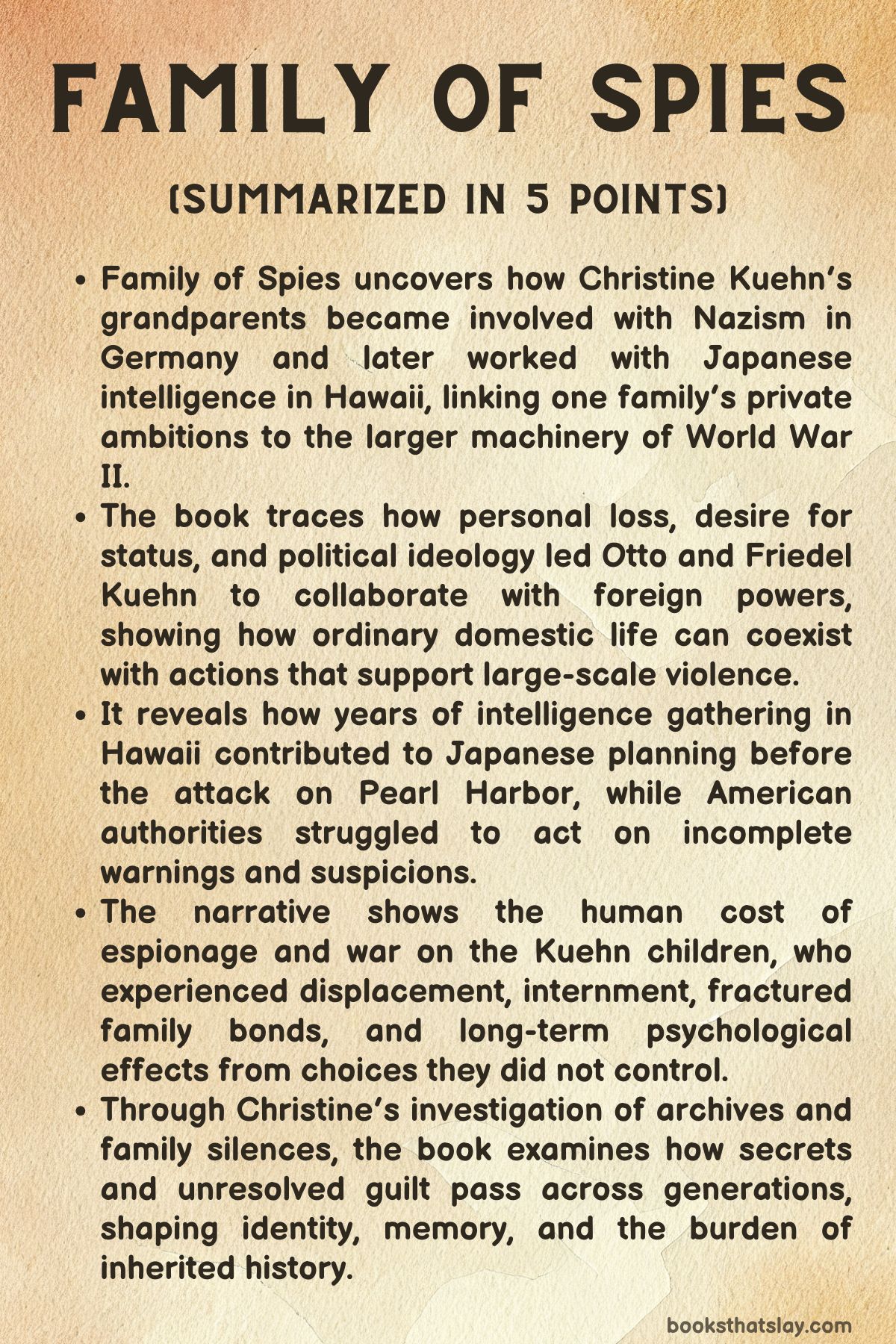 Family of Spies Summary, Characters and Themes