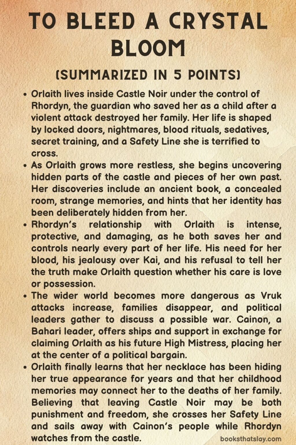 To Bleed a Crystal Bloom Summary, Characters and Themes