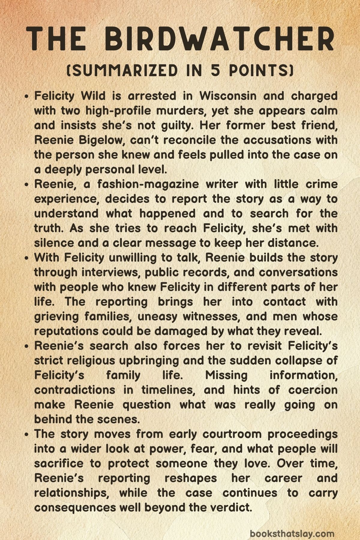 The Birdwatcher Summary, Characters and Themes