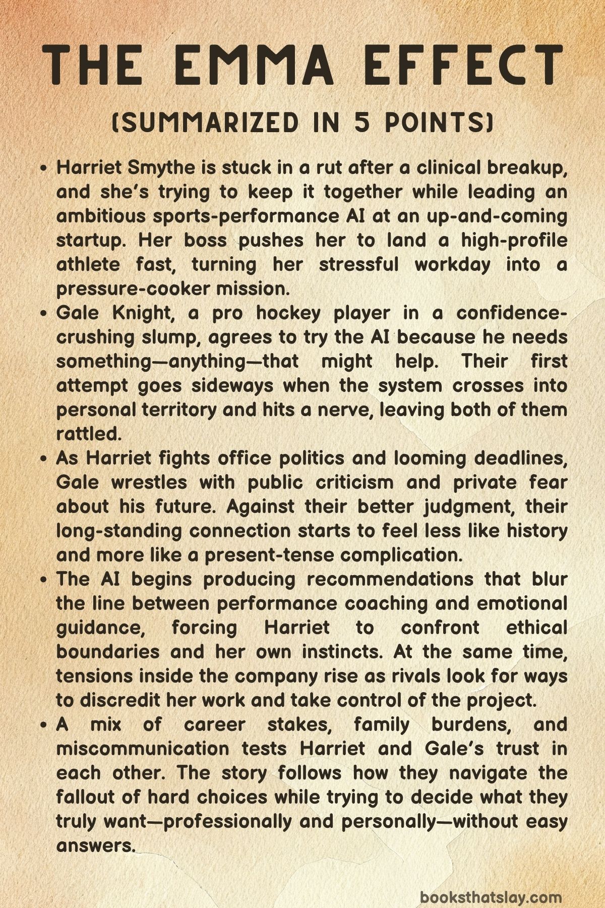 The E.M.M.A. Effect Summary, Characters and Themes