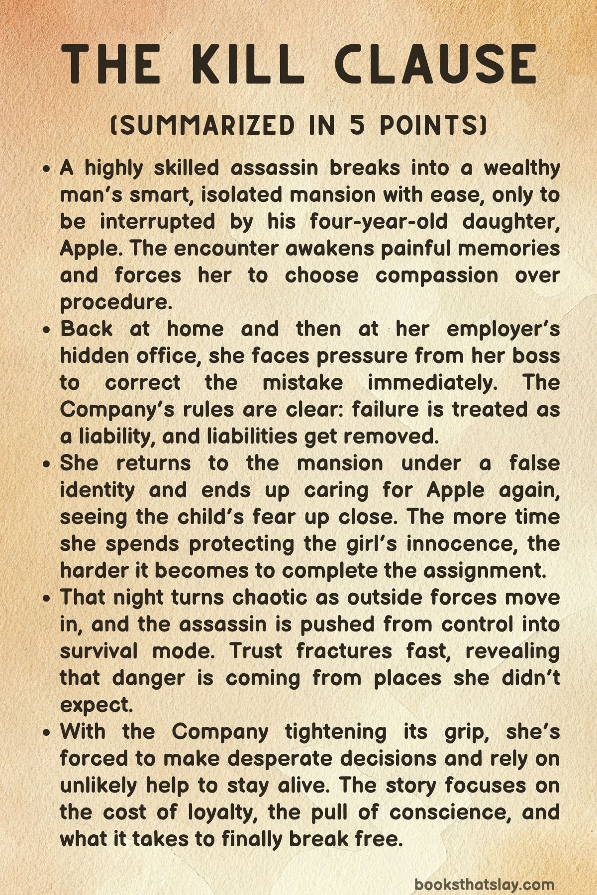 The Kill Clause Summary, Characters and Themes