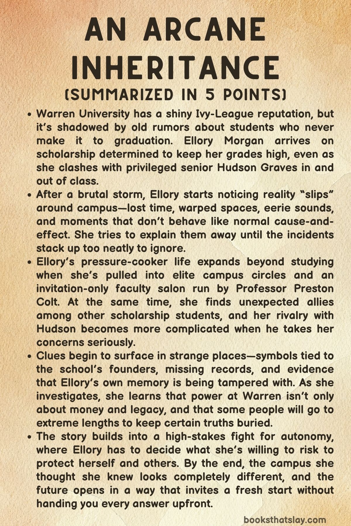 An Arcane Inheritance Summary, Characters and Themes