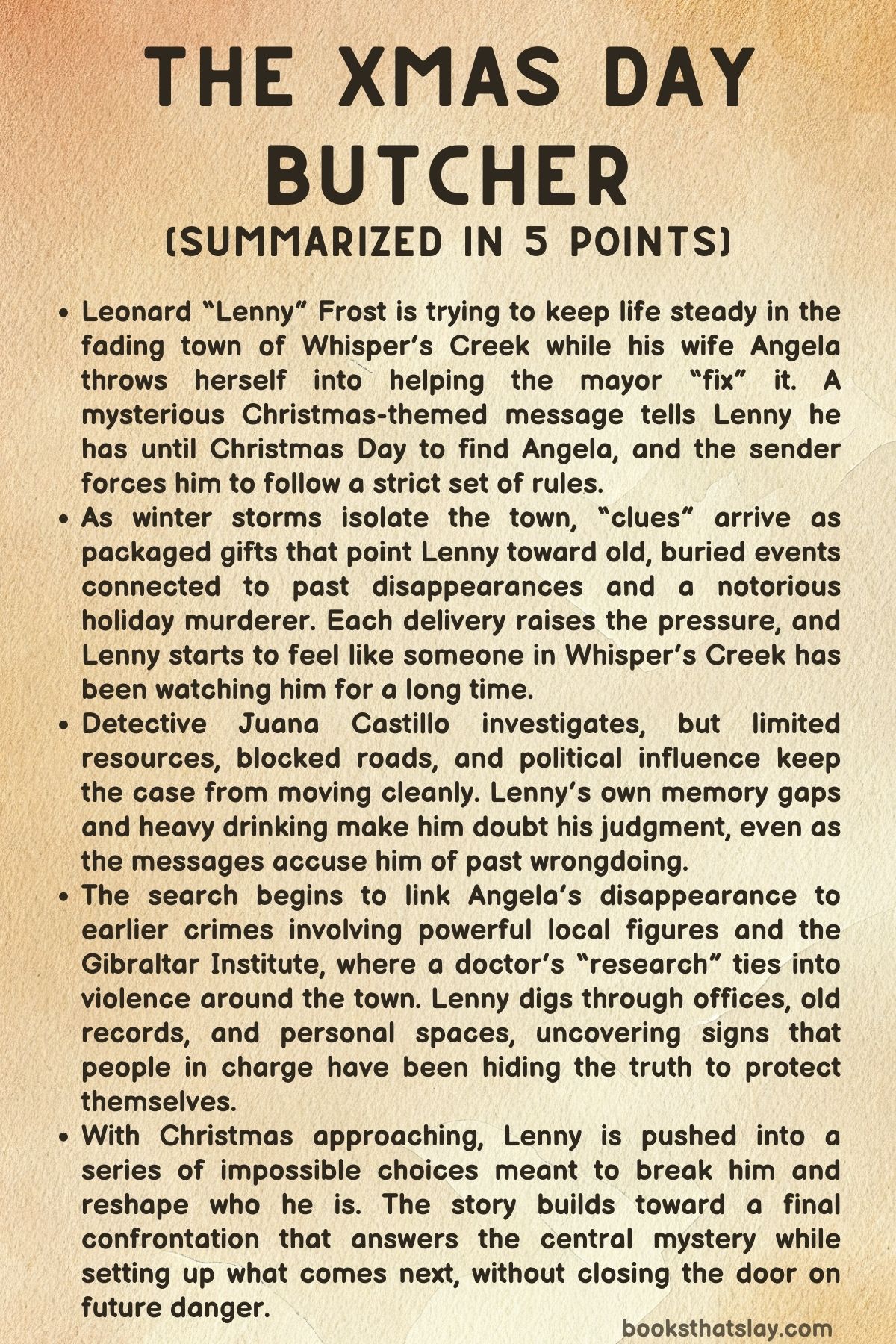 The Xmas Day Butcher Summary, Characters and Themes