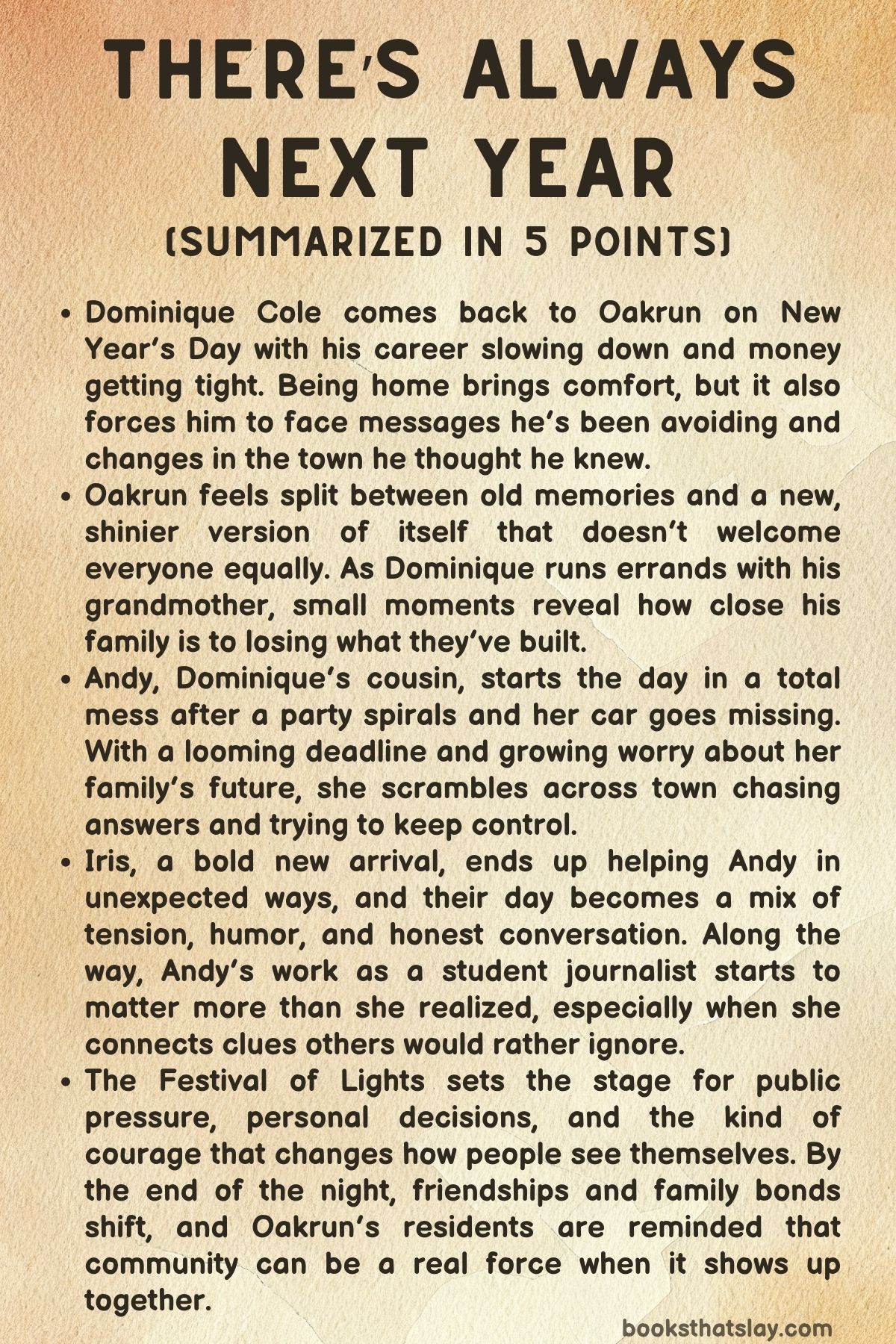 There's Always Next Year Summary, Characters and Themes