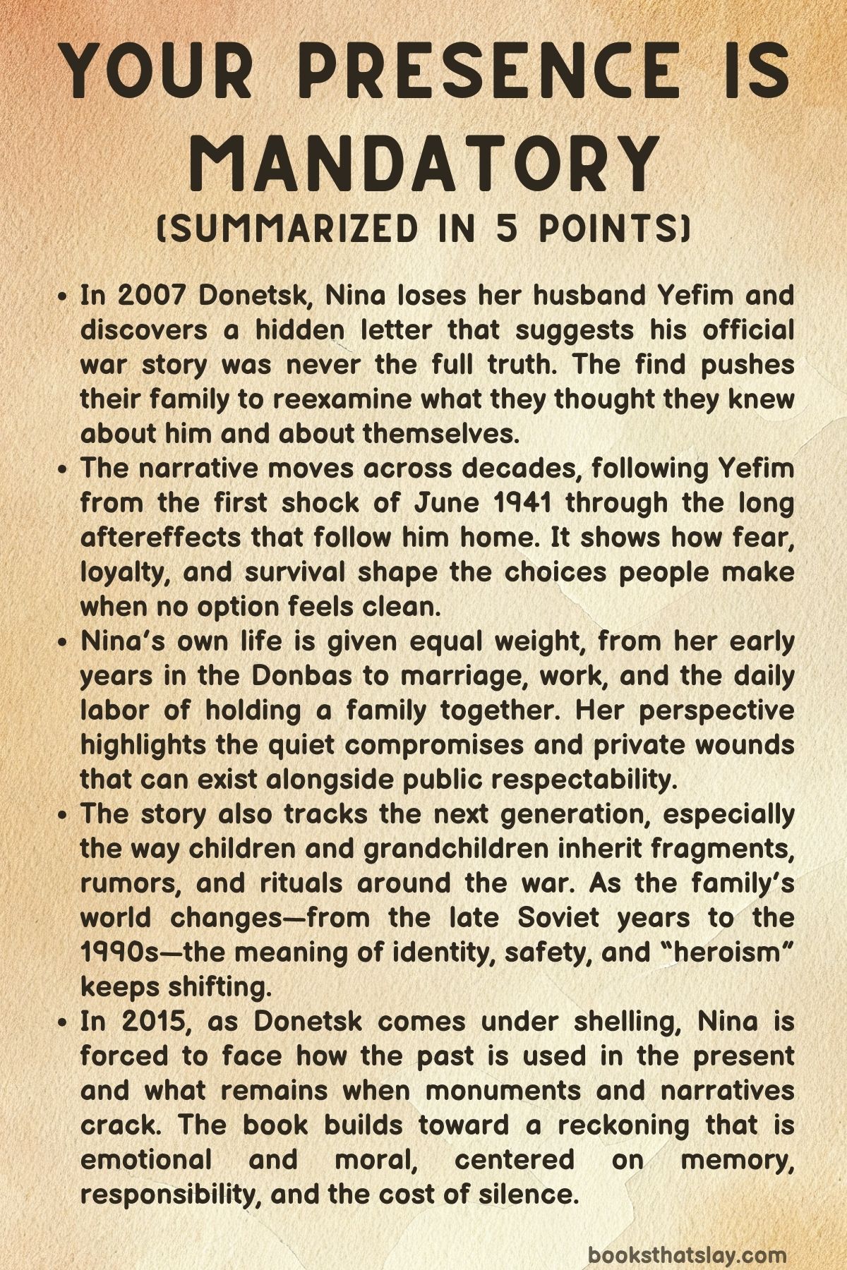 Your Presence Is Mandatory Summary, Characters and Themes