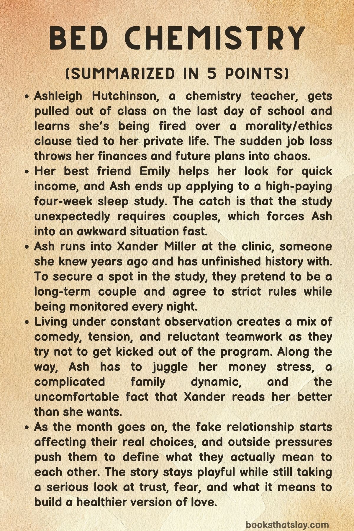 Bed Chemistry Summary, Characters and Themes
