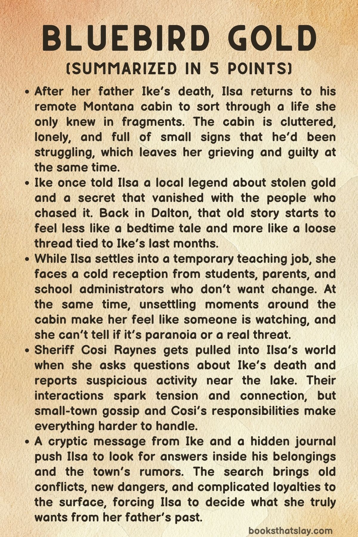 Bluebird Gold Summary, Characters and Themes