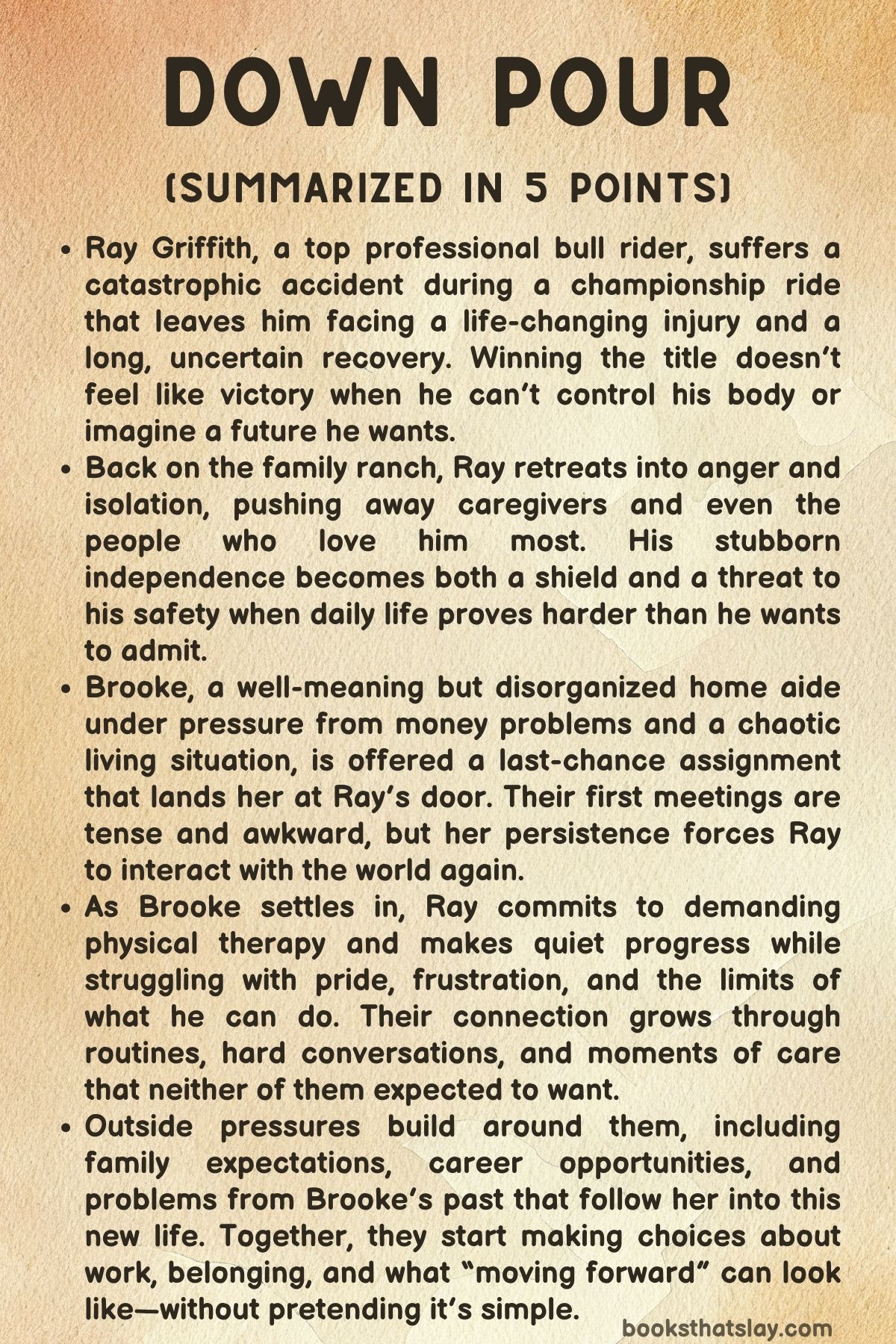 Downpour Summary, Characters and Themes