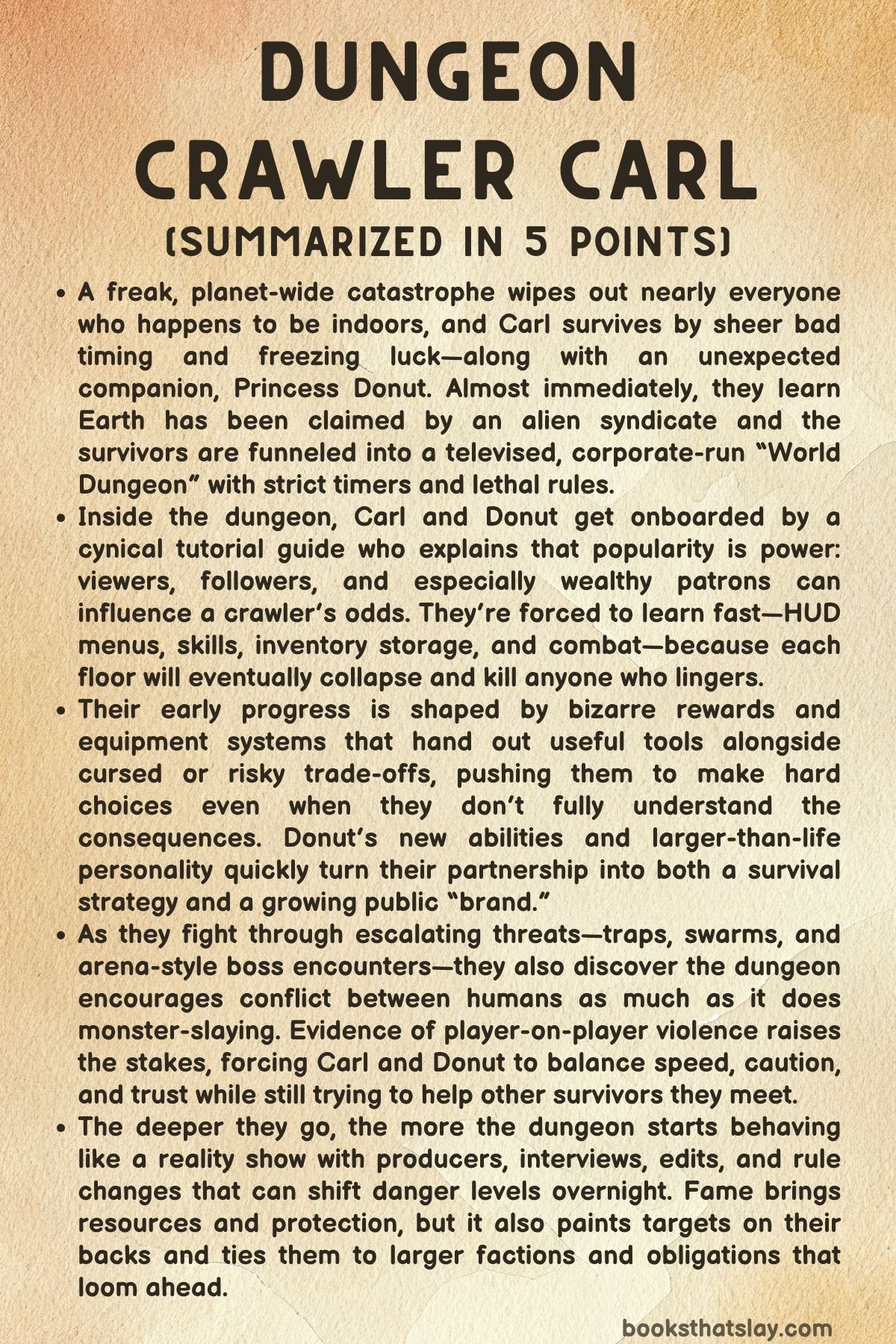 Dungeon Crawler Carl Summary, Characters and Themes