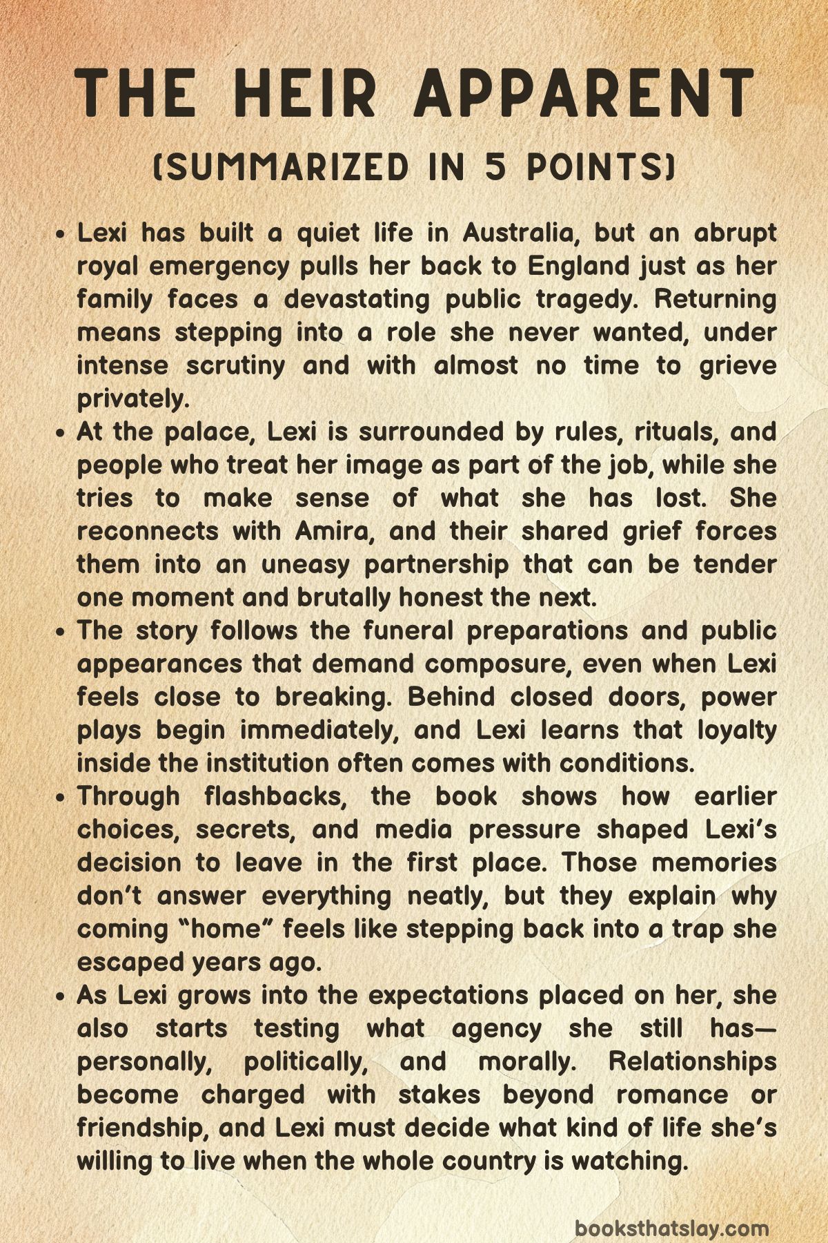 The Heir Apparent Summary, Characters and Themes