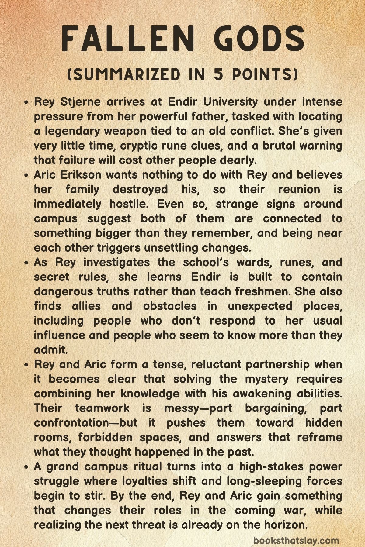 Fallen Gods Summary, Characters and Themes