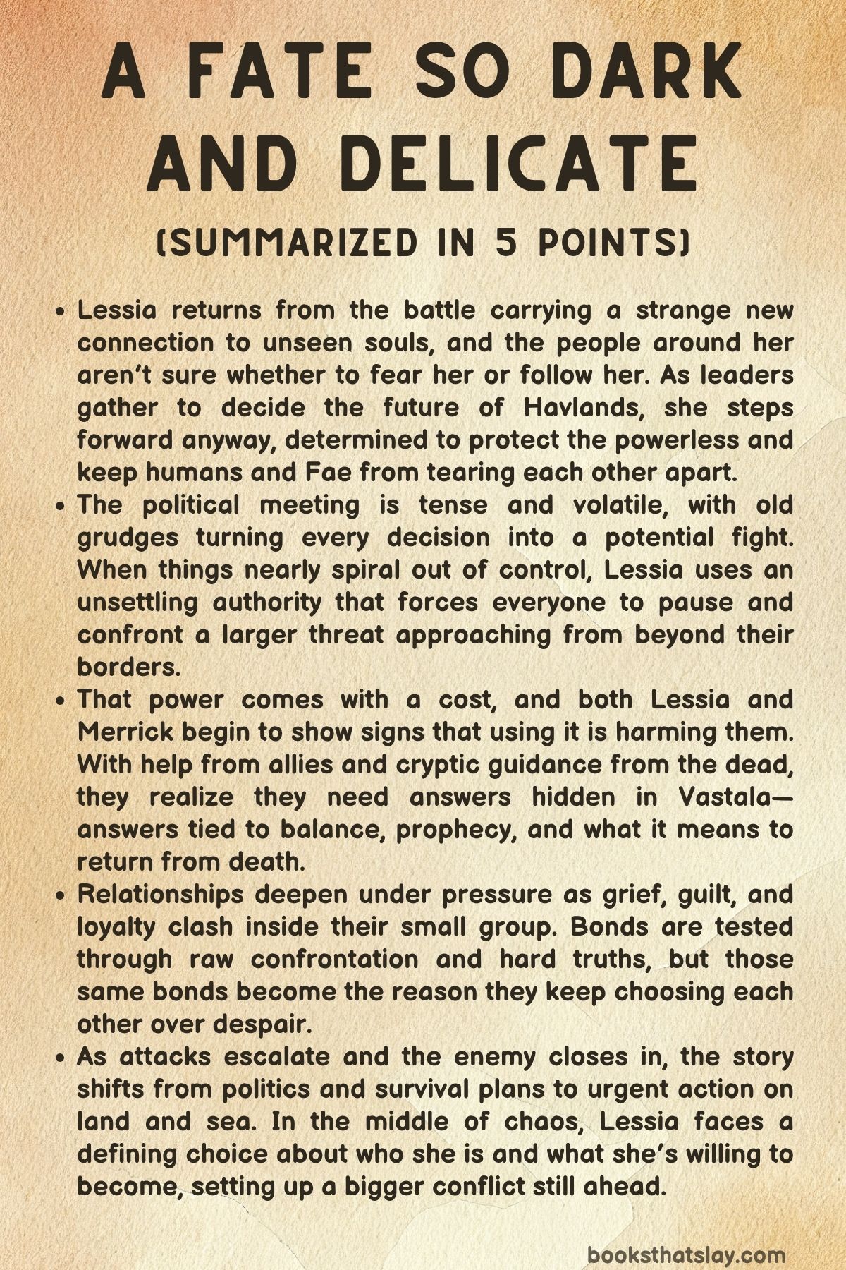 A Fate so Dark and Delicate Summary, Characters and Themes