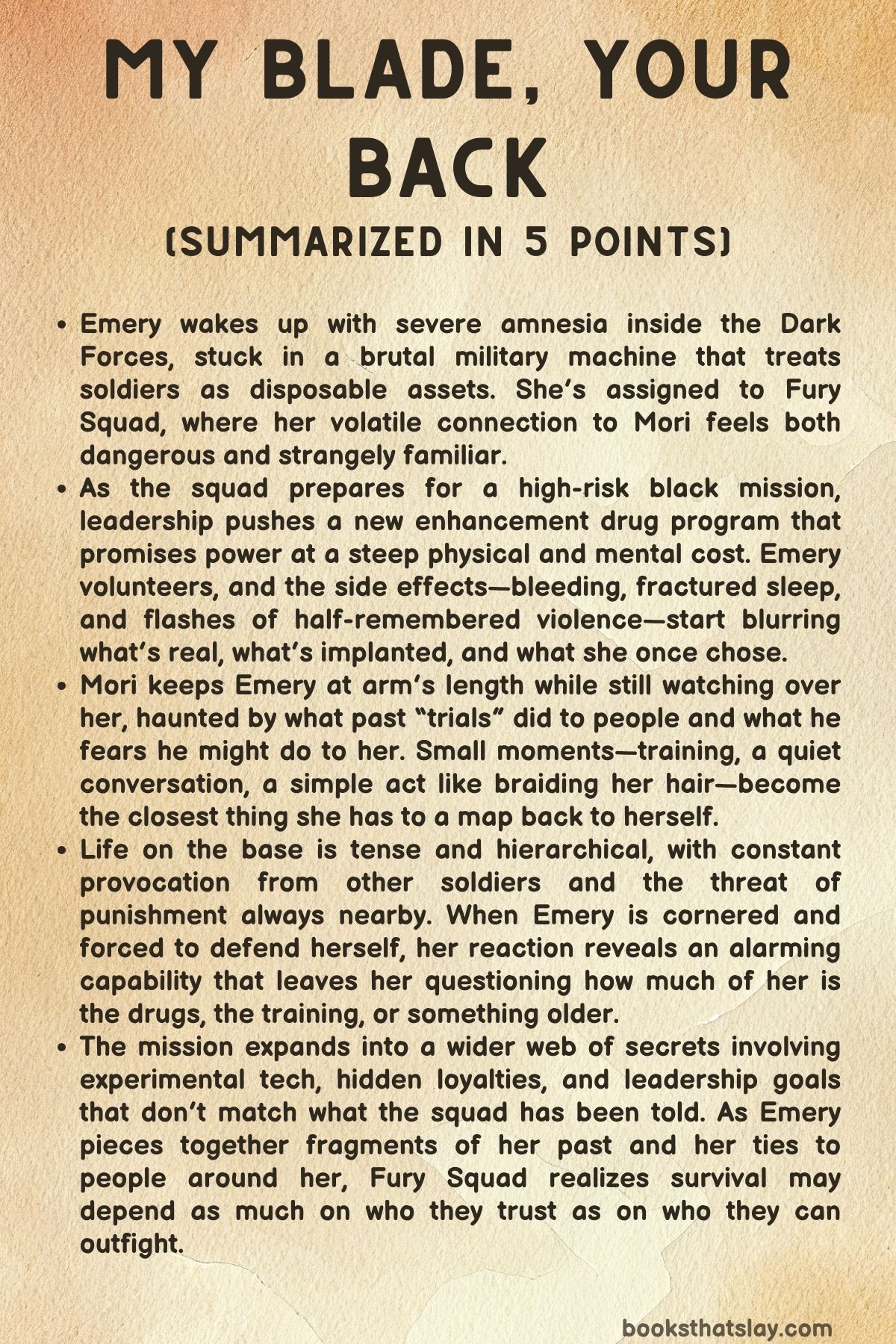 My Blade Your Back Summary, Characters and Themes