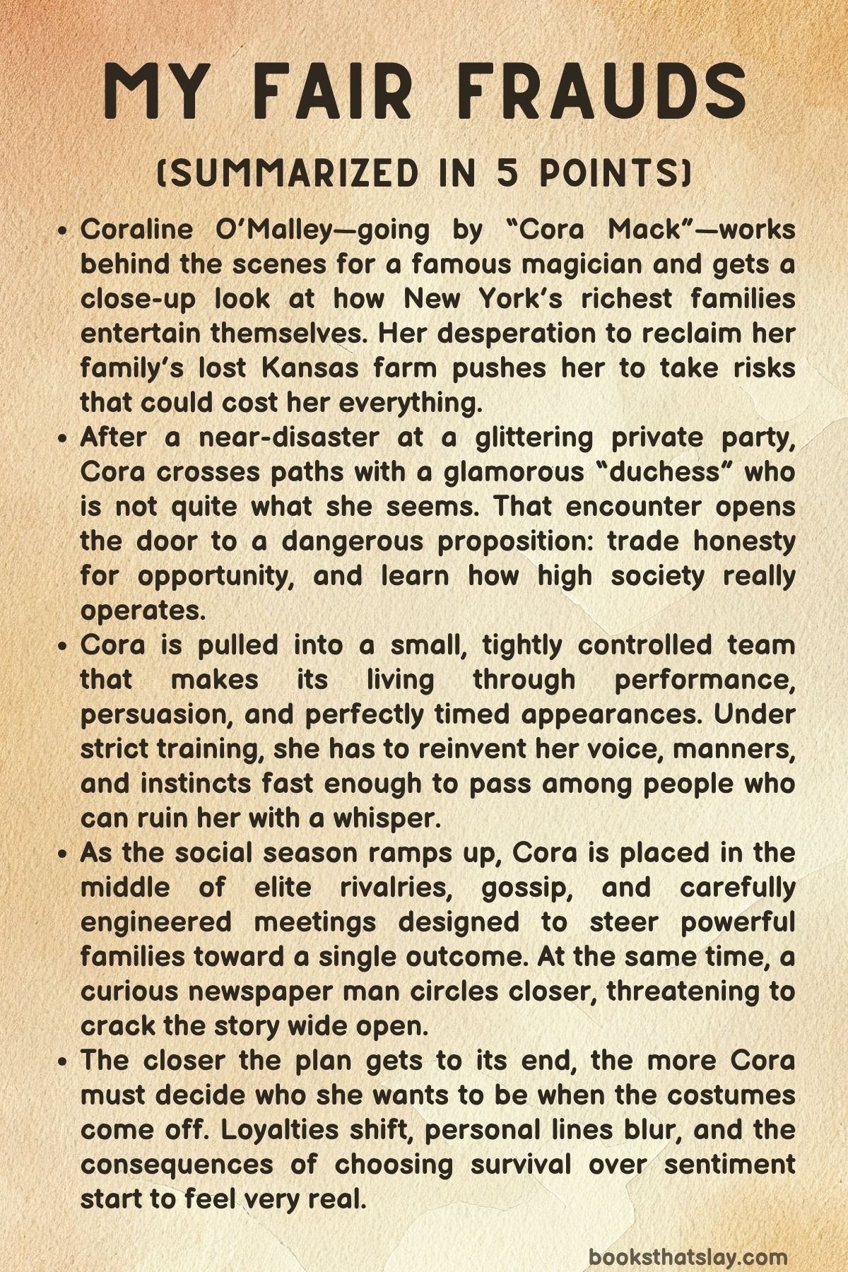 My Fair Frauds Summary, Characters and Themes