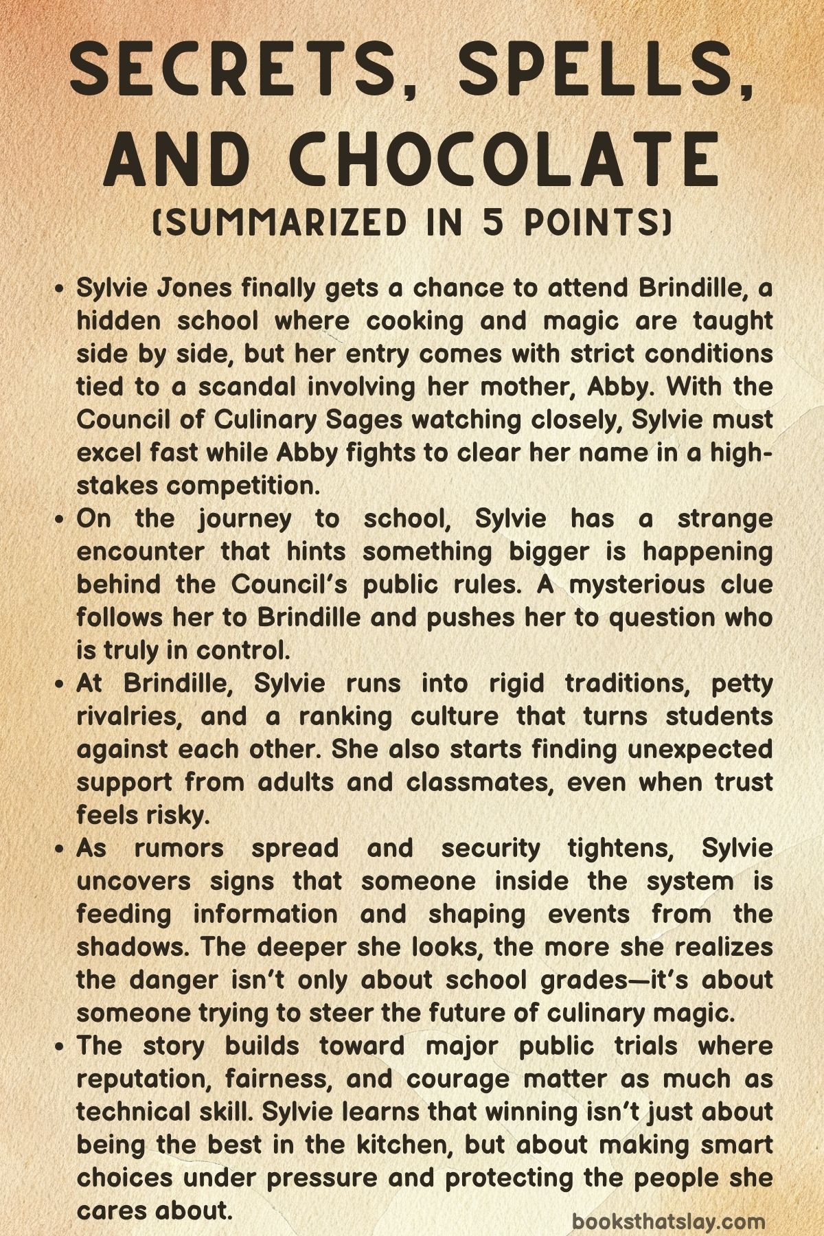 Secrets, Spells, and Chocolate Summary, Characters and Themes