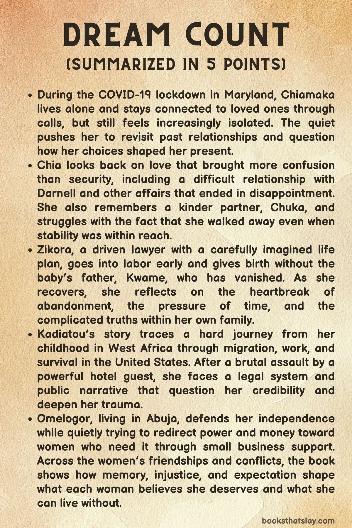 Dream Count Summarized in 5 Points