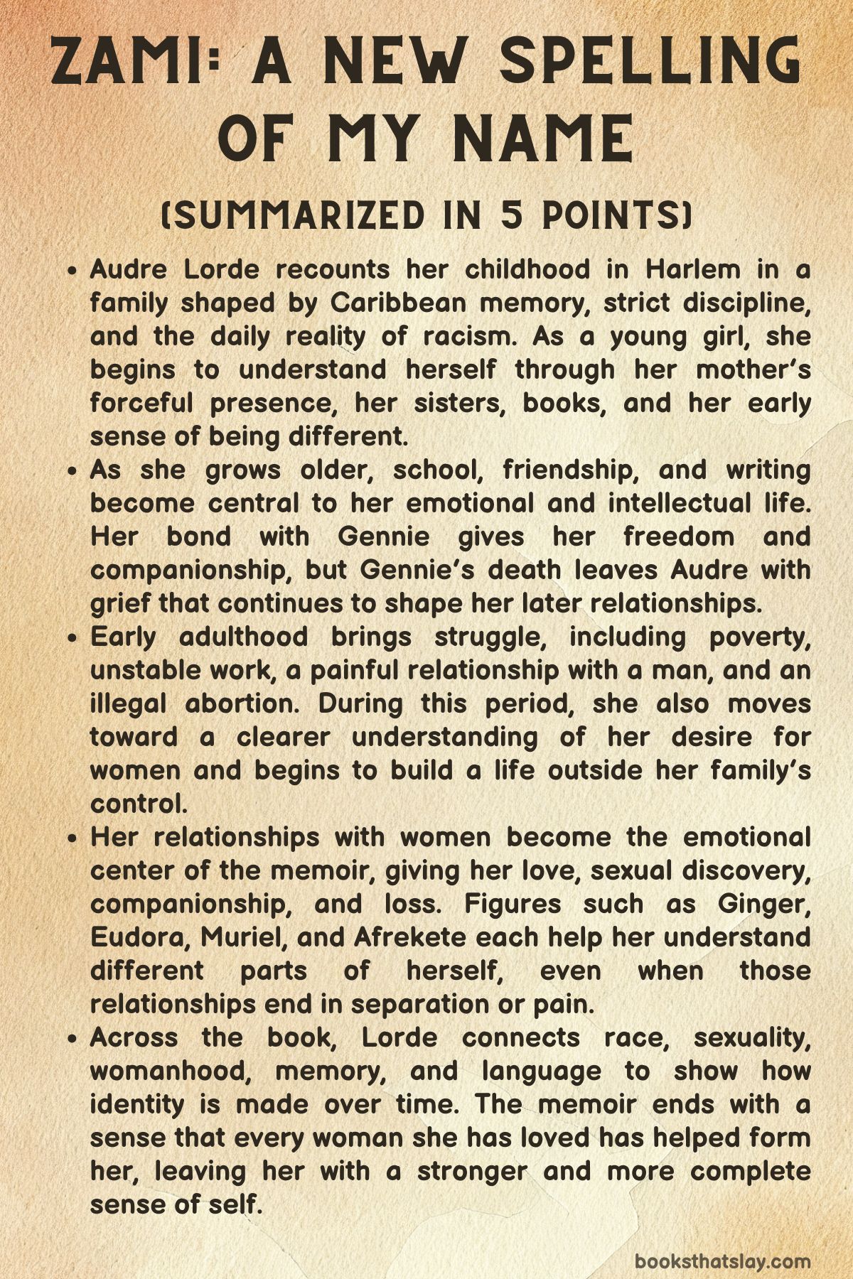 Zami: A New Spelling of My Name Summary