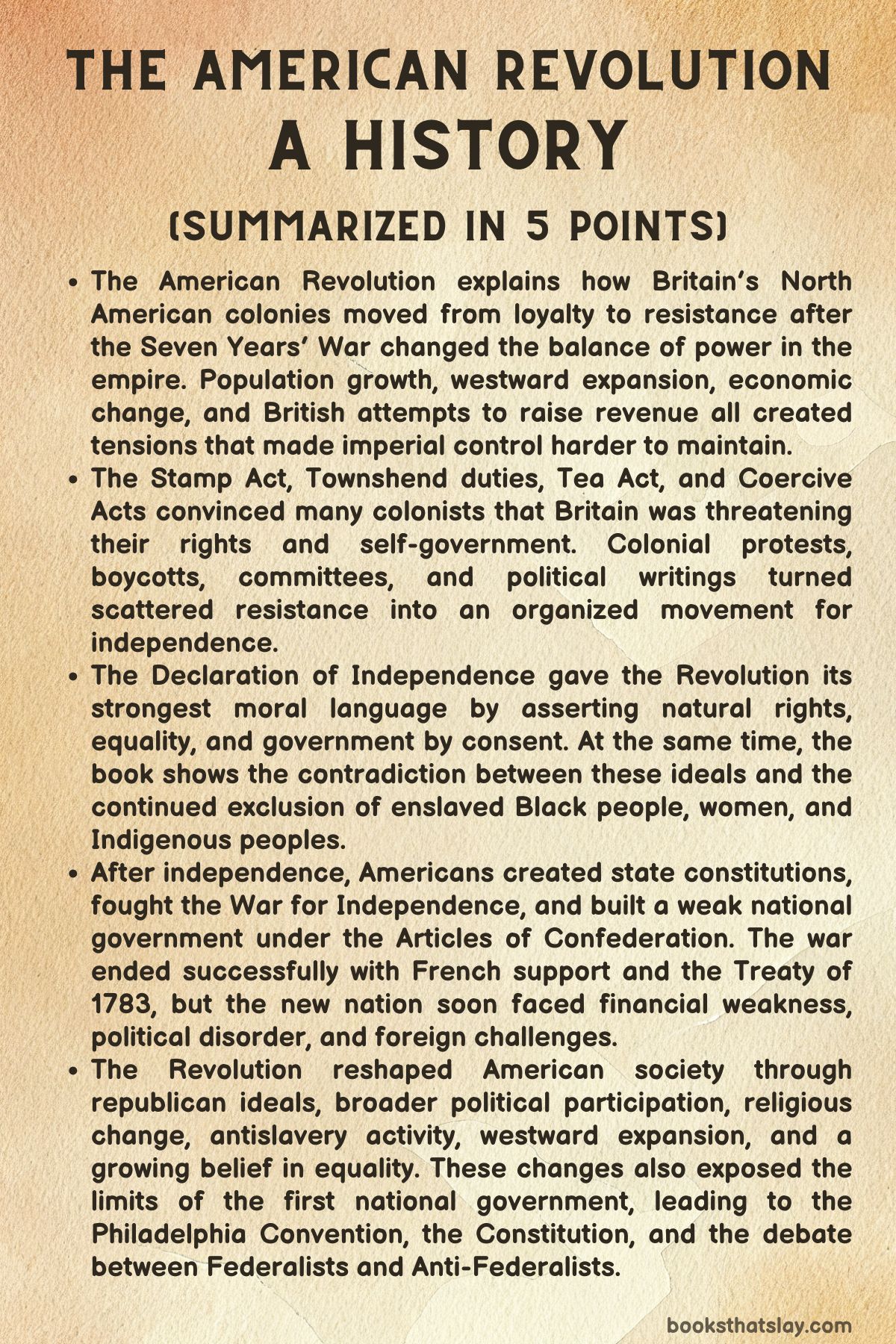 The American Revolution a History Summary